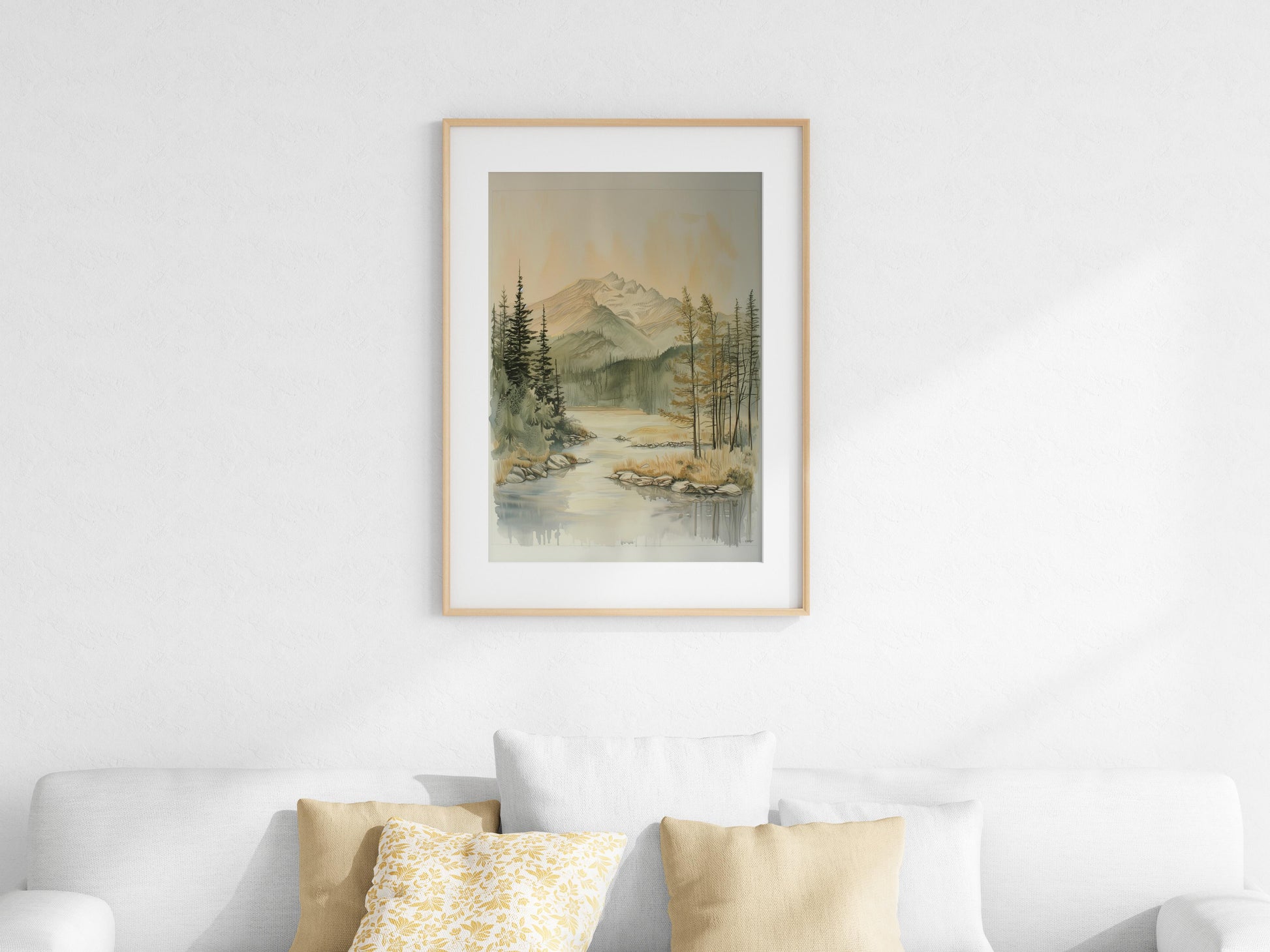 Whisper of Mountain Serenity- Office decor, Forest scene, Gallery wall, Collectible, Ink