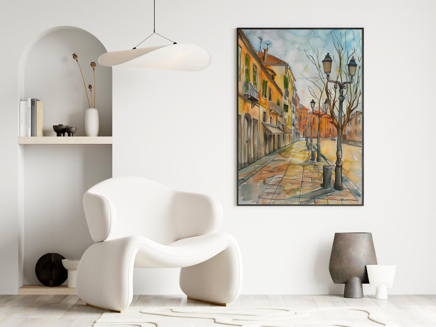 Autumnal Enchantment of a European Promenade- autumn scene, gift idea, promenade, gallery quality, lighting