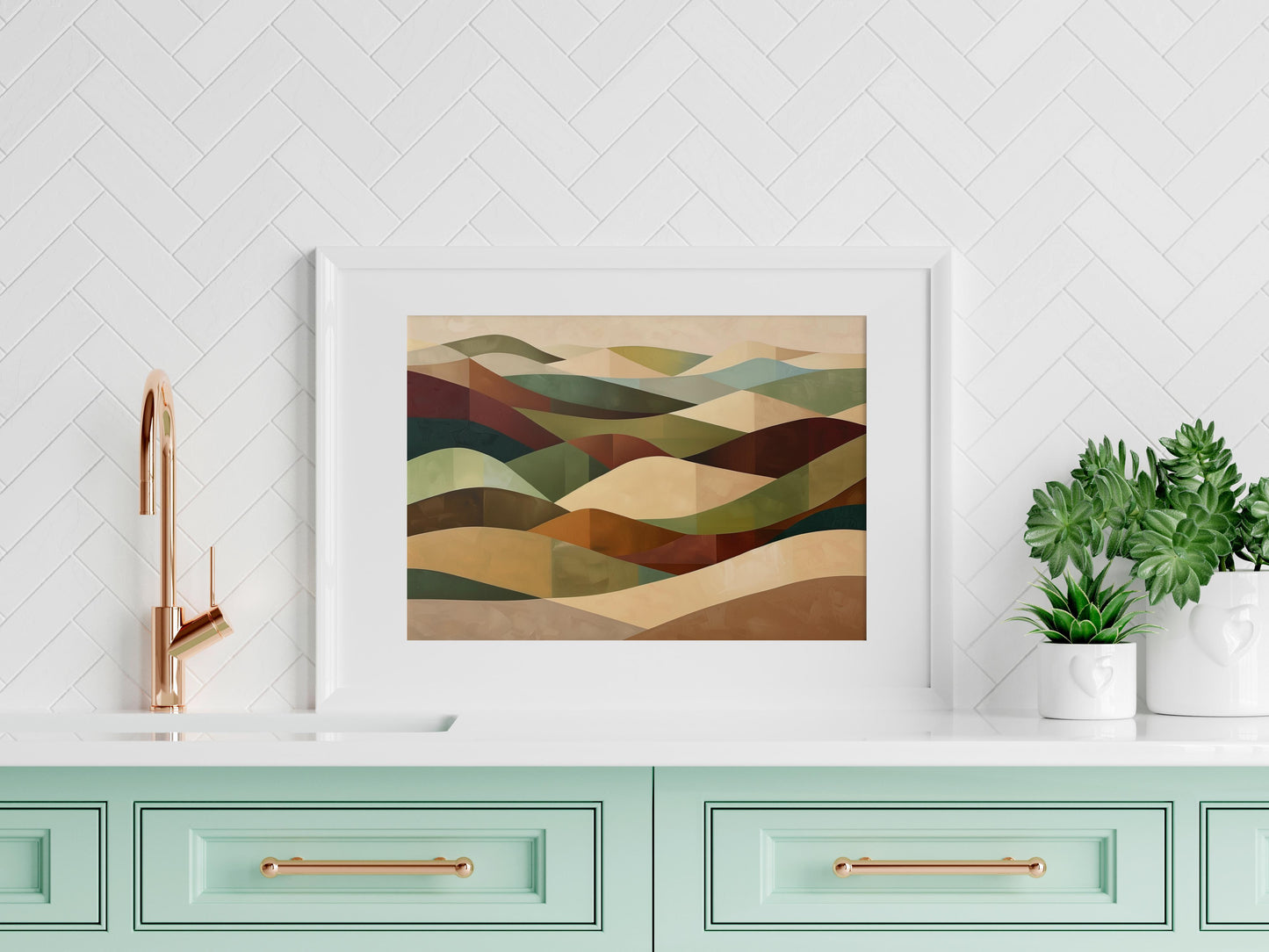 Geometric Desert Waves- Abstract Art, Desert Landscape, Wave Forms, Serenity, Geometry