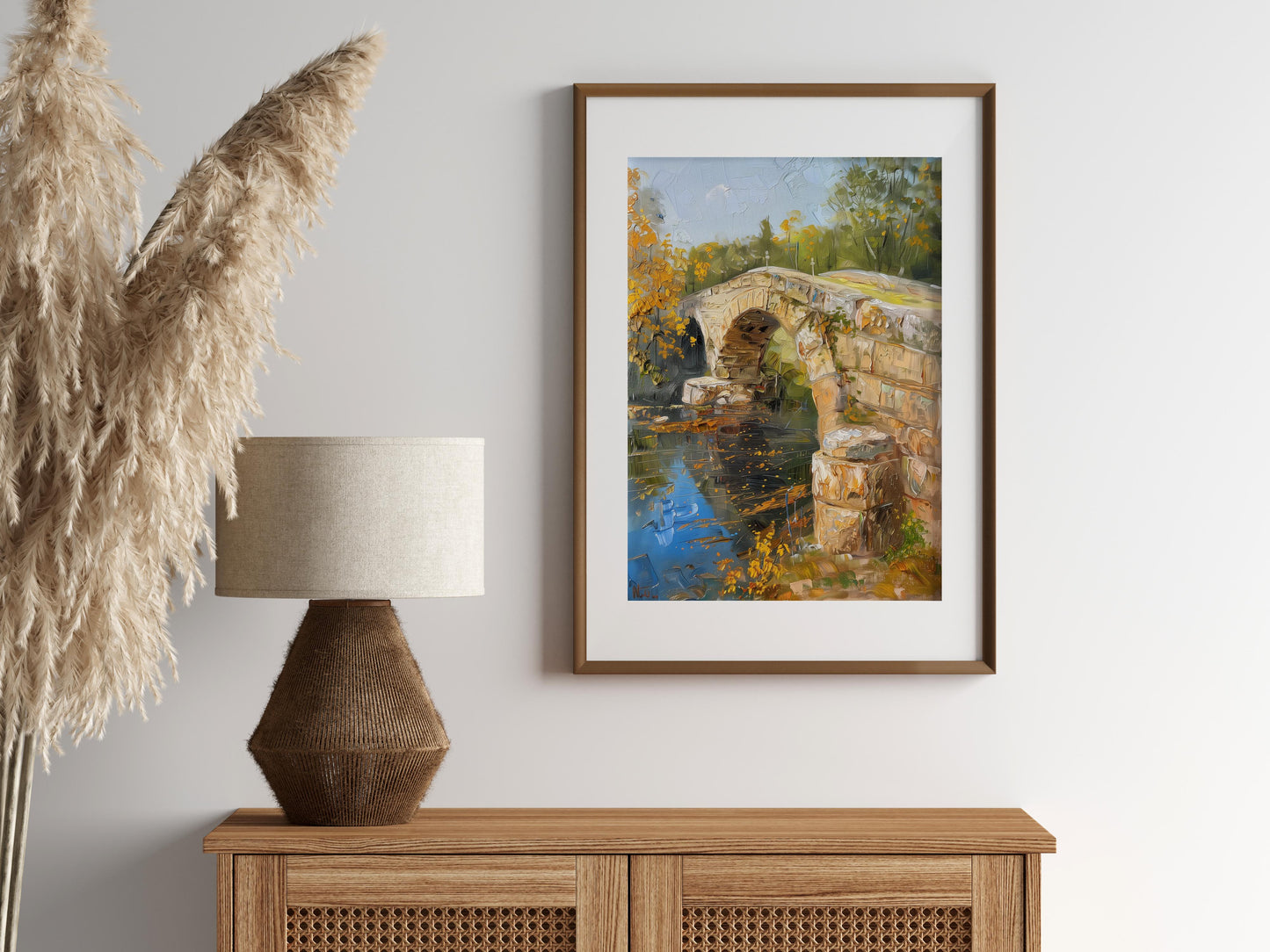 Autumnal Longing: The Stone Bridge by Lars Magnusson- Autumn Motif, Landscape Print, Contemplation, Gift Idea, Home Decor