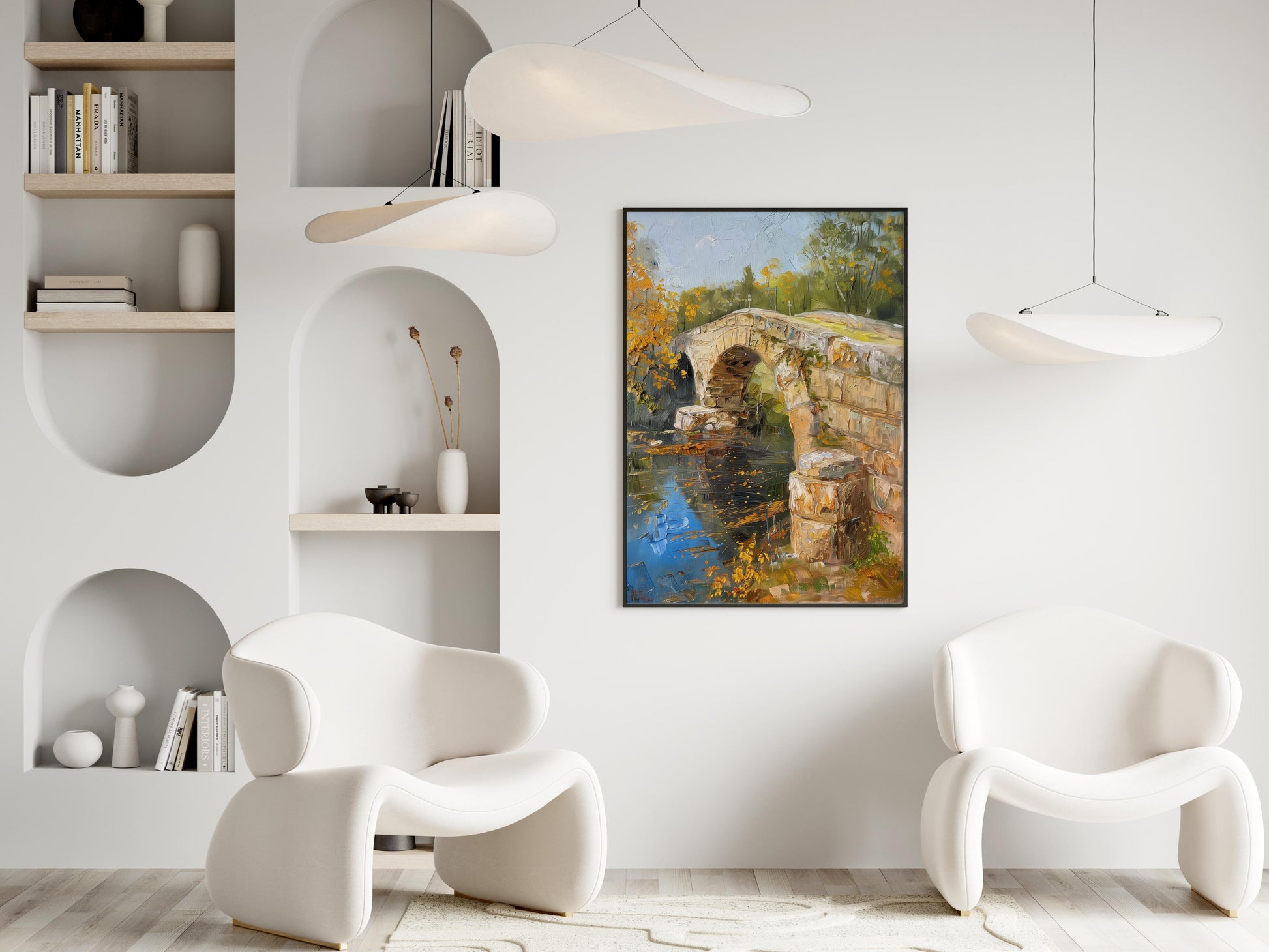 Autumnal Longing: The Stone Bridge by Lars Magnusson- Autumn Colors, Home Decor, Impressionism, Play of Light, Scandinavia