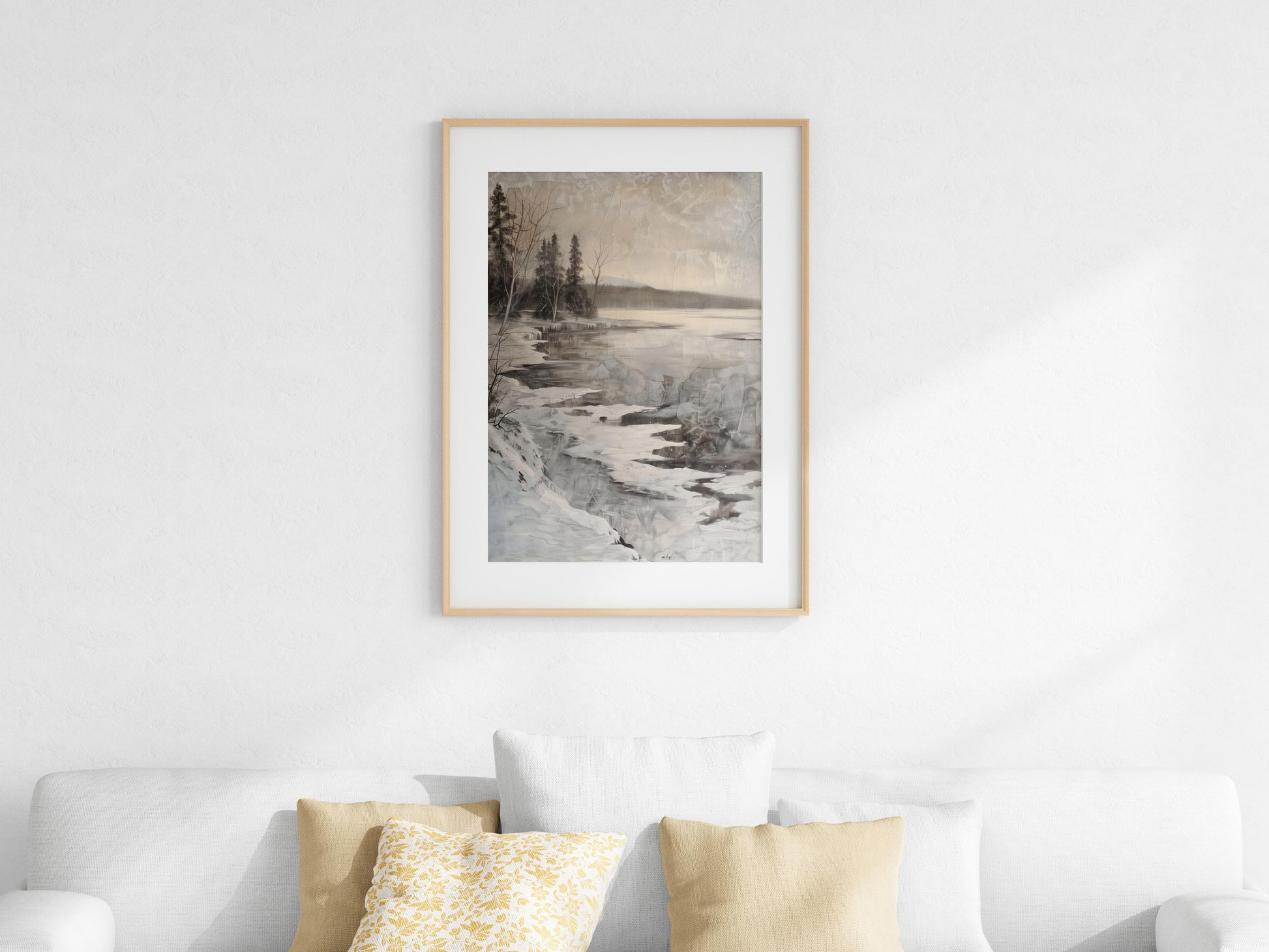 Winter Stillness at a Scandinavian Lake- Winter Landscape, Light Effects, Gallery Wall, Lake Landscape, Connection with Nature