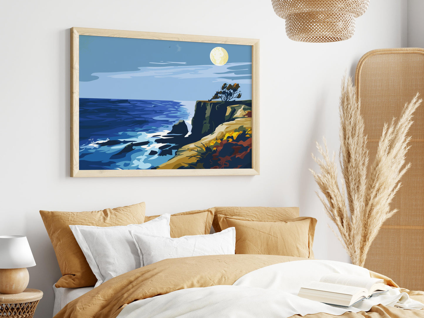 Moonlight on the Cliff- Horizon, Eldon Peak, Landscape Painting, Night, Sublimity