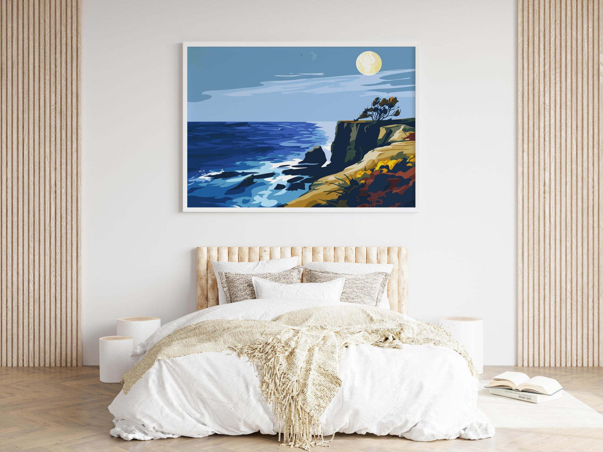 Moonlight on the Cliff- Moonlight, Modern, Geometry, Sublimity, Coast