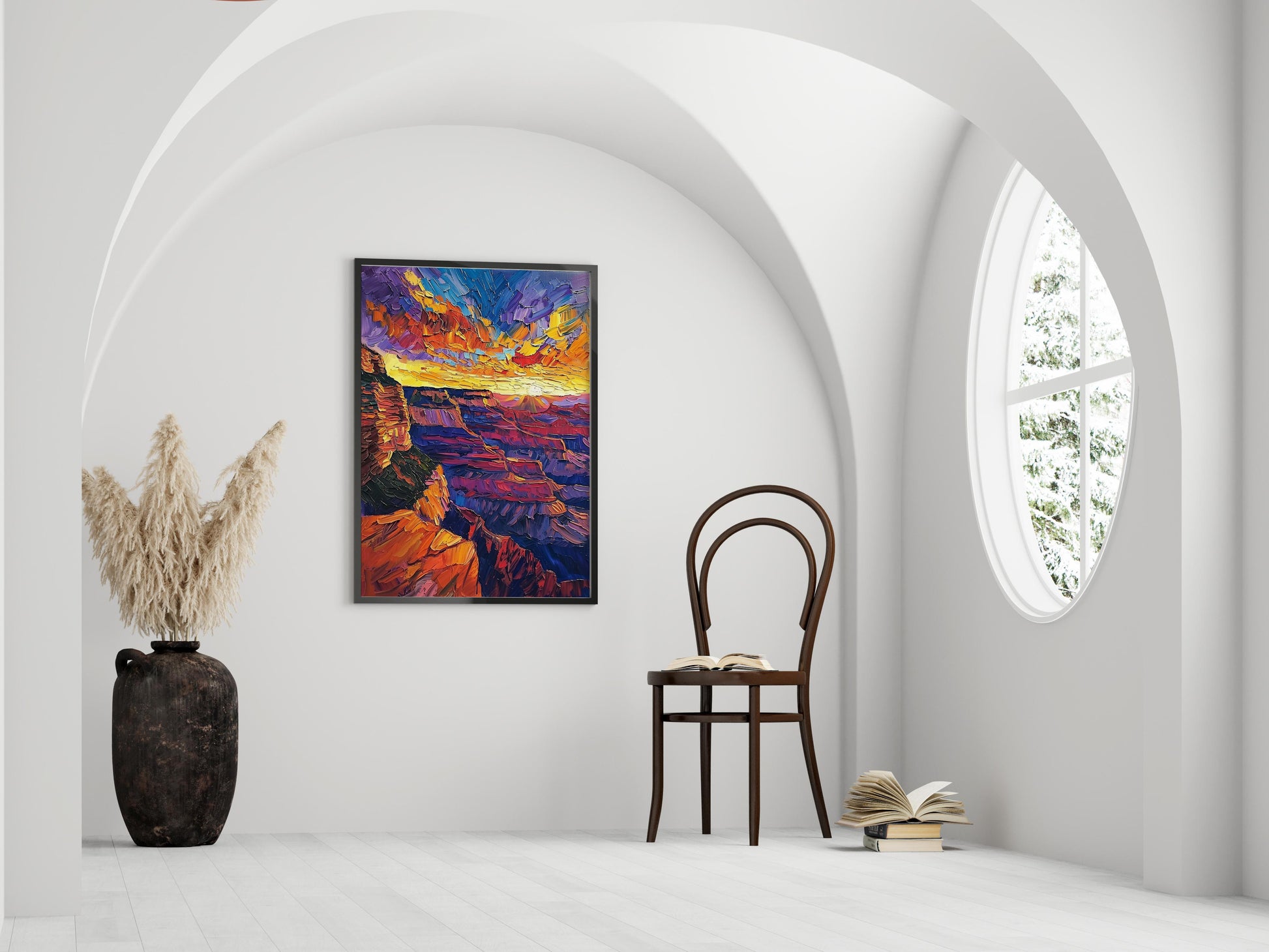 Sunset in the Grand Canyon - A Masterpiece by Emery C. Wharton- American Modernism, Wall Decoration, Art Collectors, Interior Design, Expressive Colors