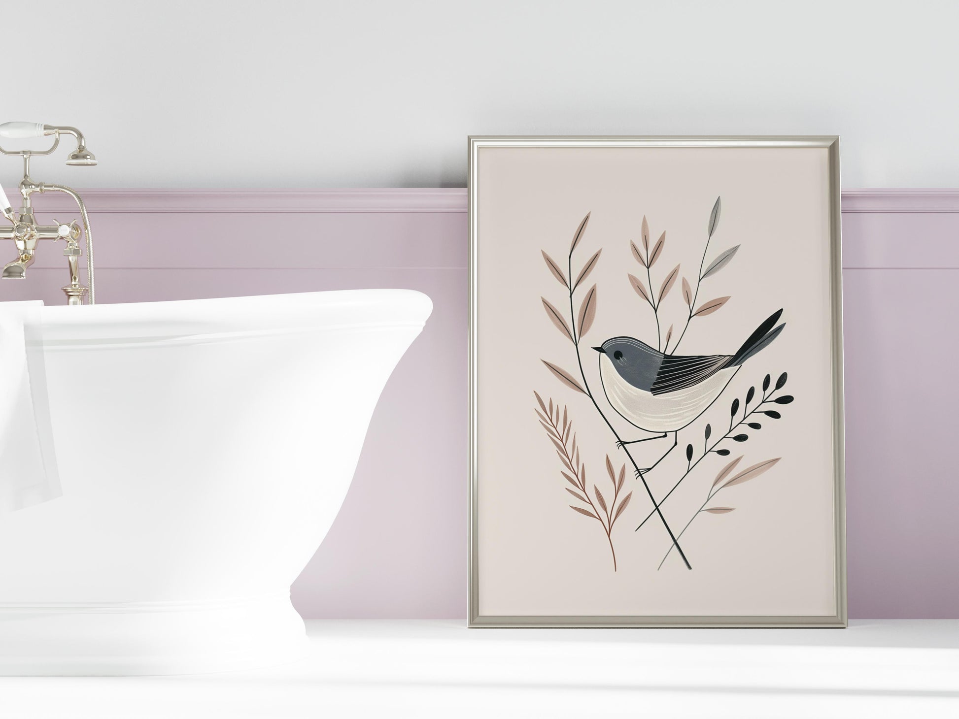 Gentle Feathered Harmony- Minimalism, Italy, stylization, geometry, bird