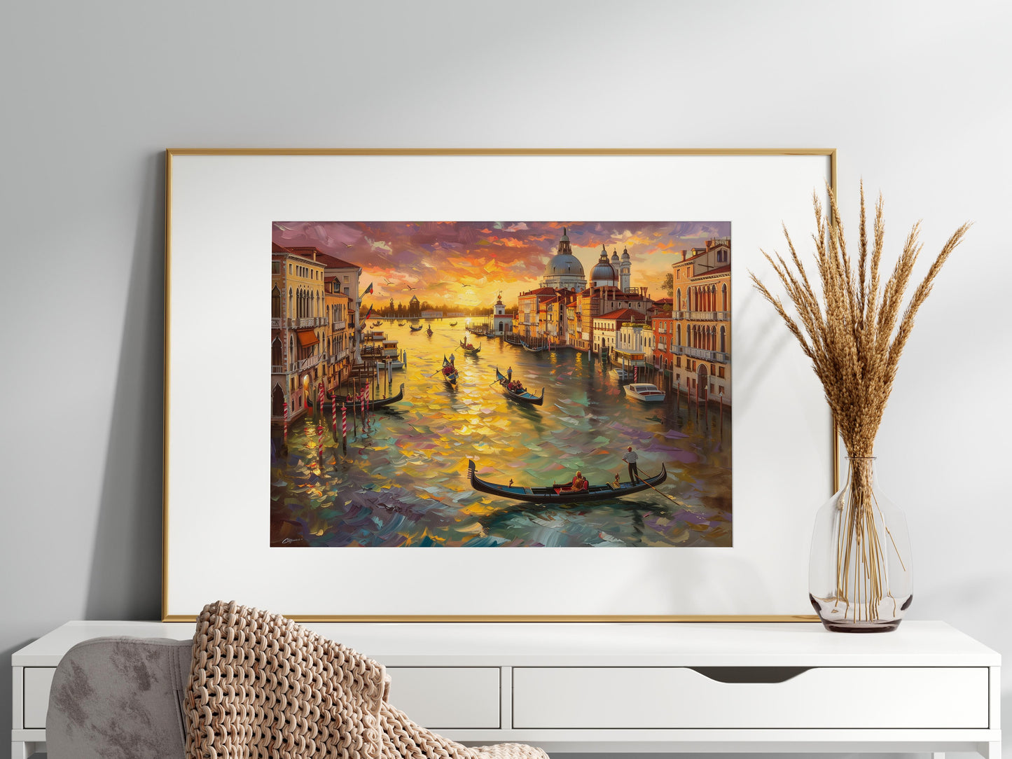 Venetian Golden Hour- Atmospheric, Art print, Water reflection, Urban Art, Urban Scenery