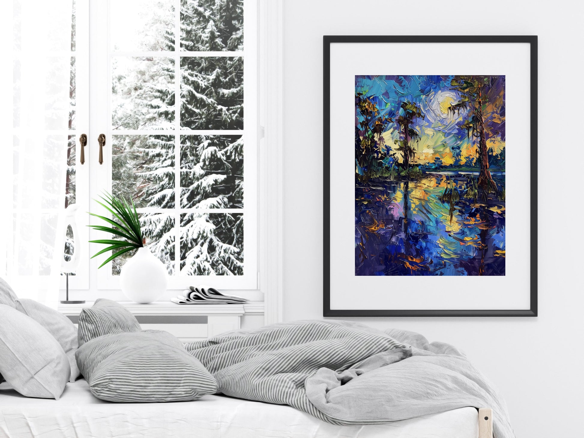 Mystical Twilight in the Bayous- nature experience, atmospheric, colorful painting, dynamic landscape, vibrant coloration