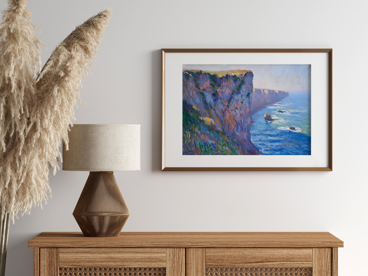 Midday Glow on Coastal Cliffs- Coastal cliffs, Play of light, Maritime landscape, Nature representation, Impressionism