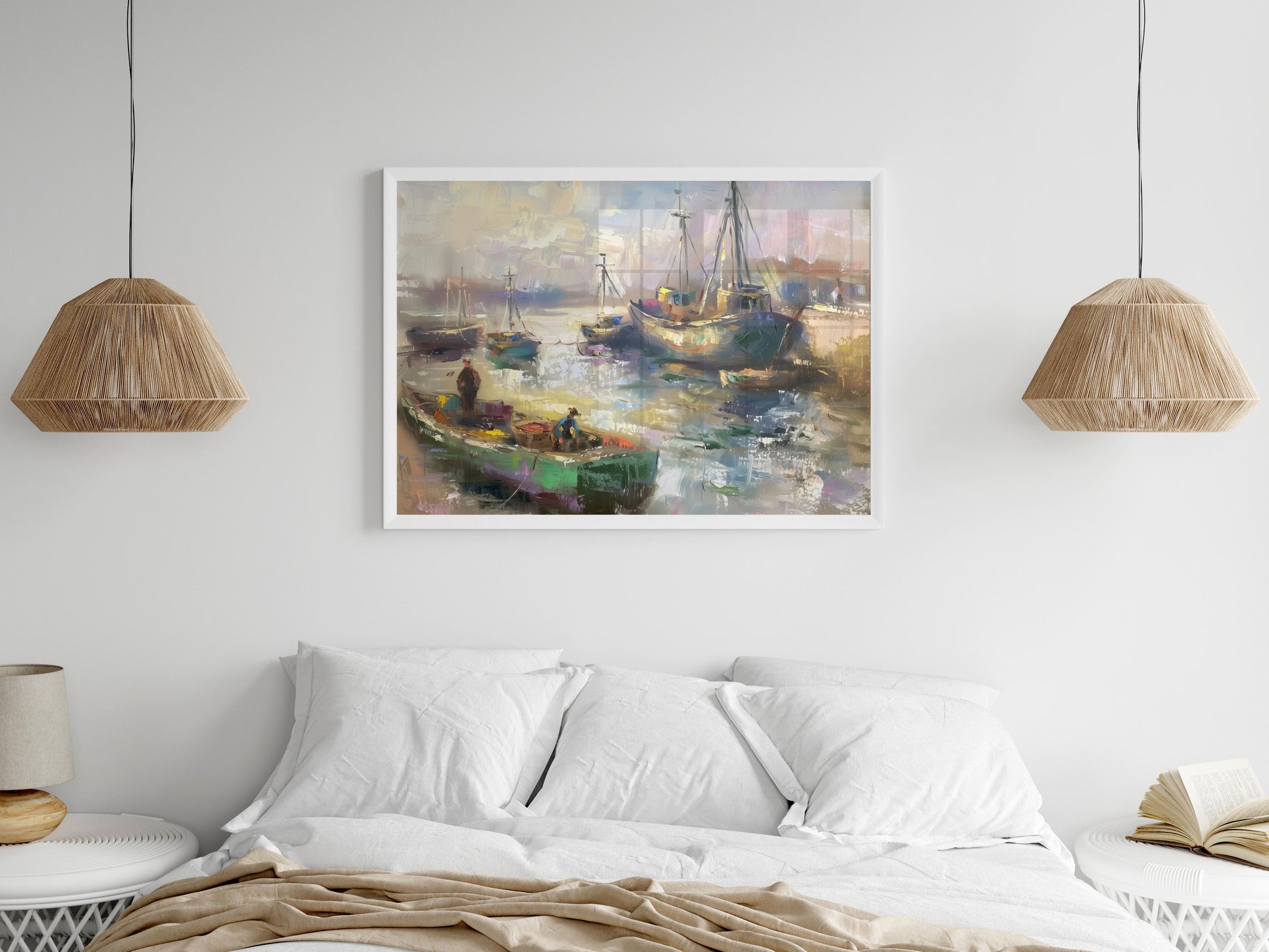 Dawn at the Fishing Harbor- Movement, Artistic Tradition, Fishing Boats, Portuguese Art, Landscape