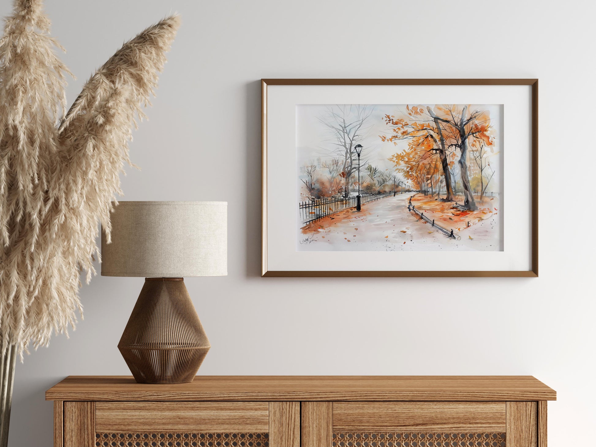 Autumnal Stillness in the City Park- Interior design, Decoration, Gift idea, Light and shadow, Autumn idyll