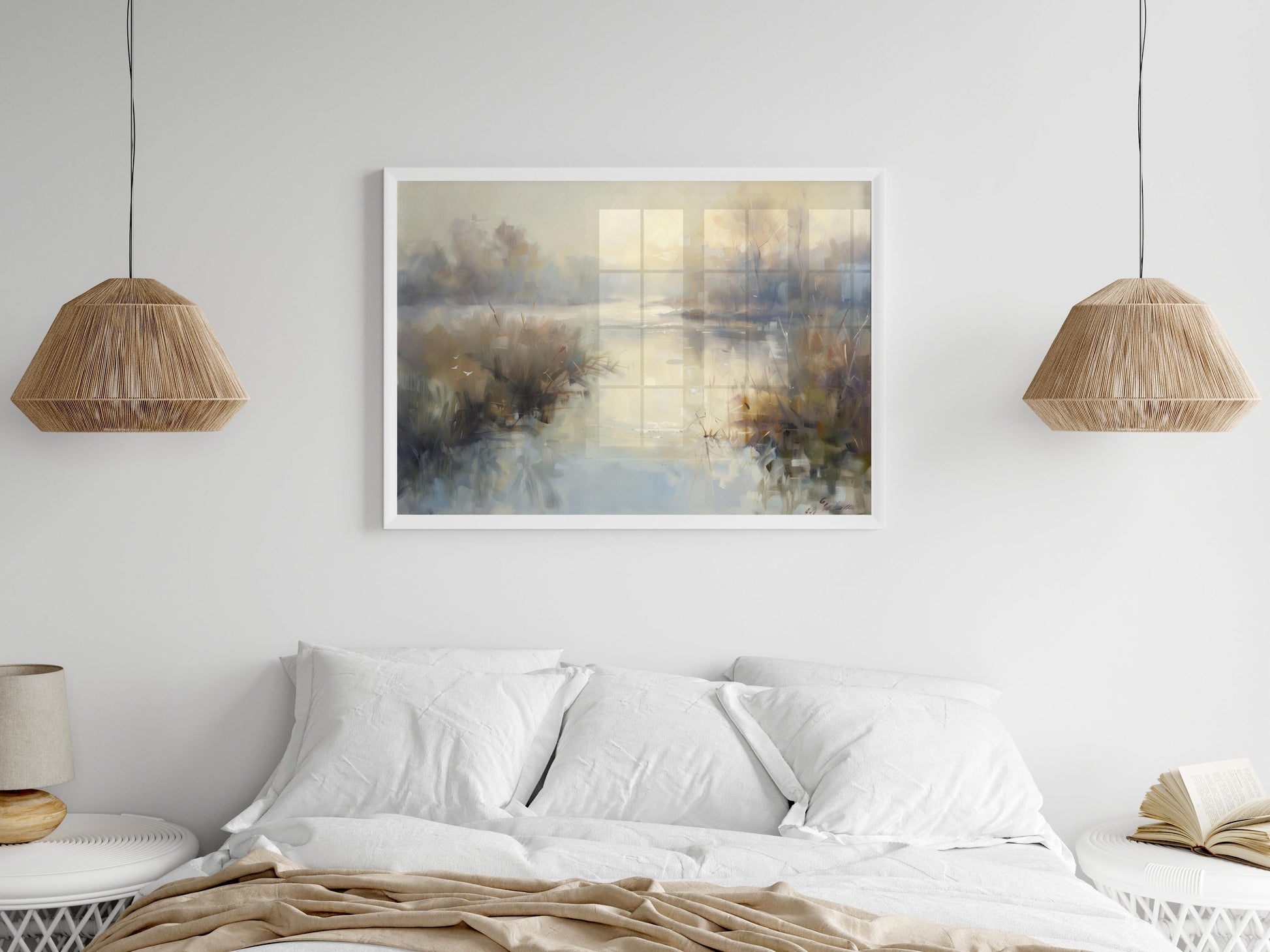 Morning Mist on the River by Eliana Costa- Play of light, Art print, Atmospheric, Eliana Costa, Painting