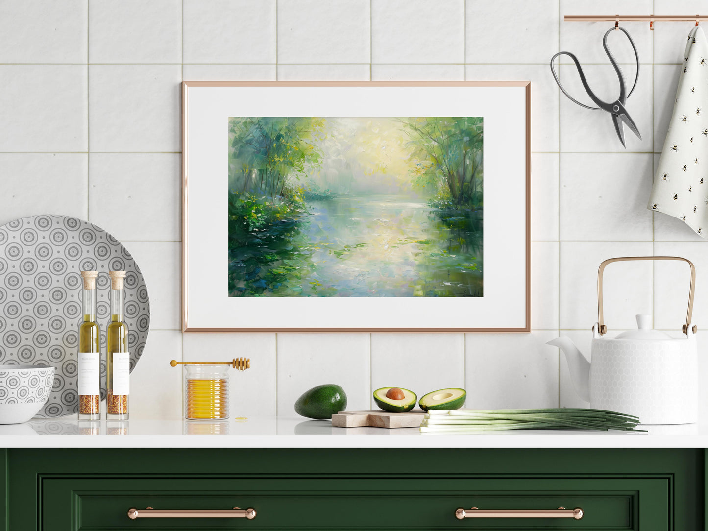 Morning Mist on the Riverside- Nature Representation, Modern Art, Picturesque Scene, Impressionism, Play of Light