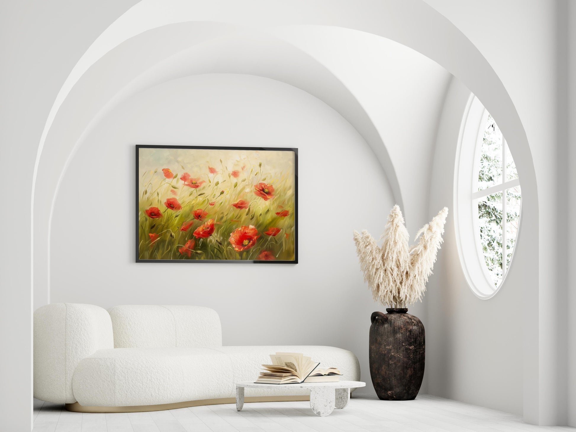 Poppy Field in the Breeze- Eliana Costa, poppies, Portuguese art, dynamic nature, vivid colors