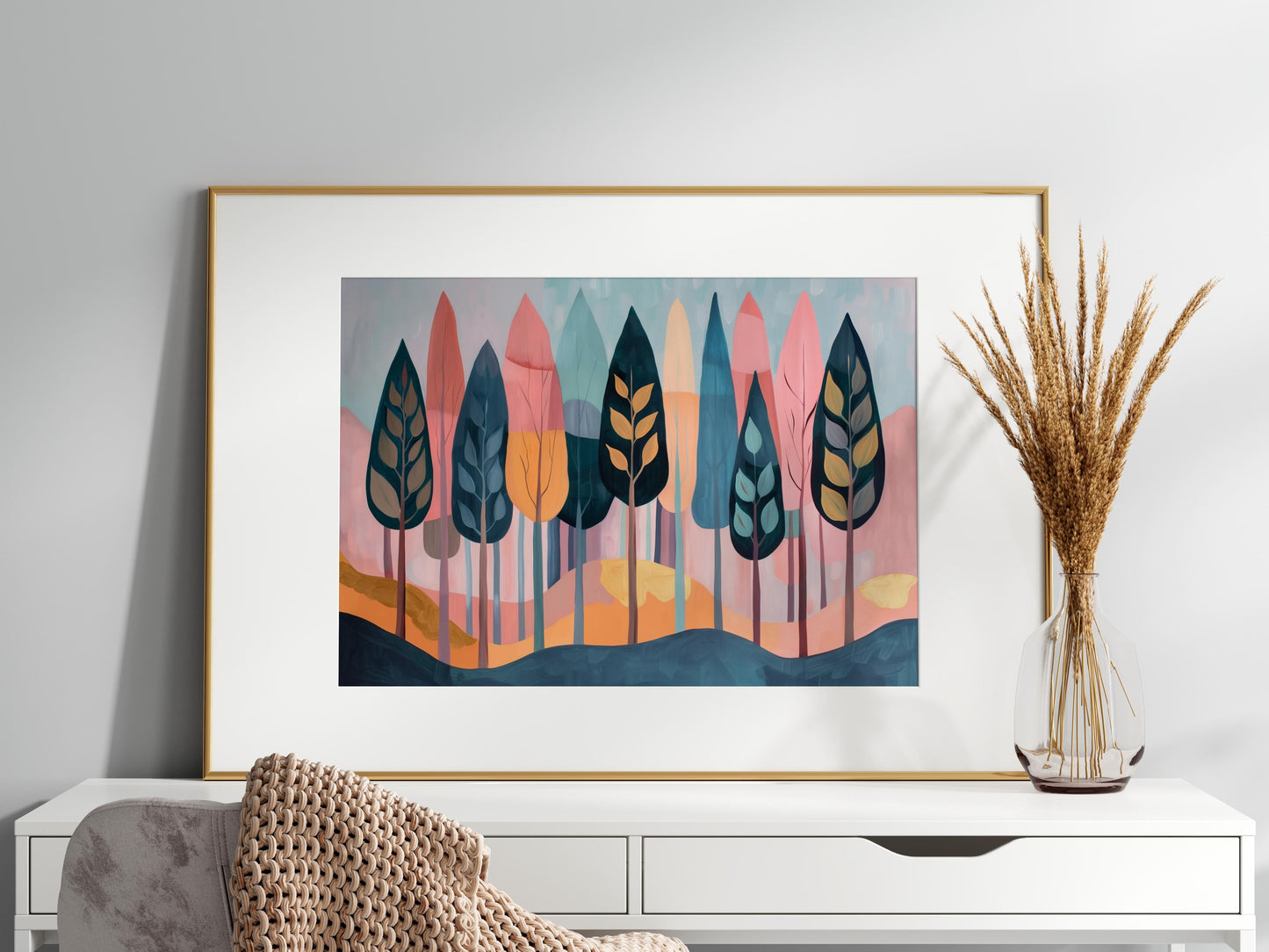 Whispering Pine Forest by Eloise Belmonte- Tranquility, Shades of Pink, Coziness, Modern, Timelessness