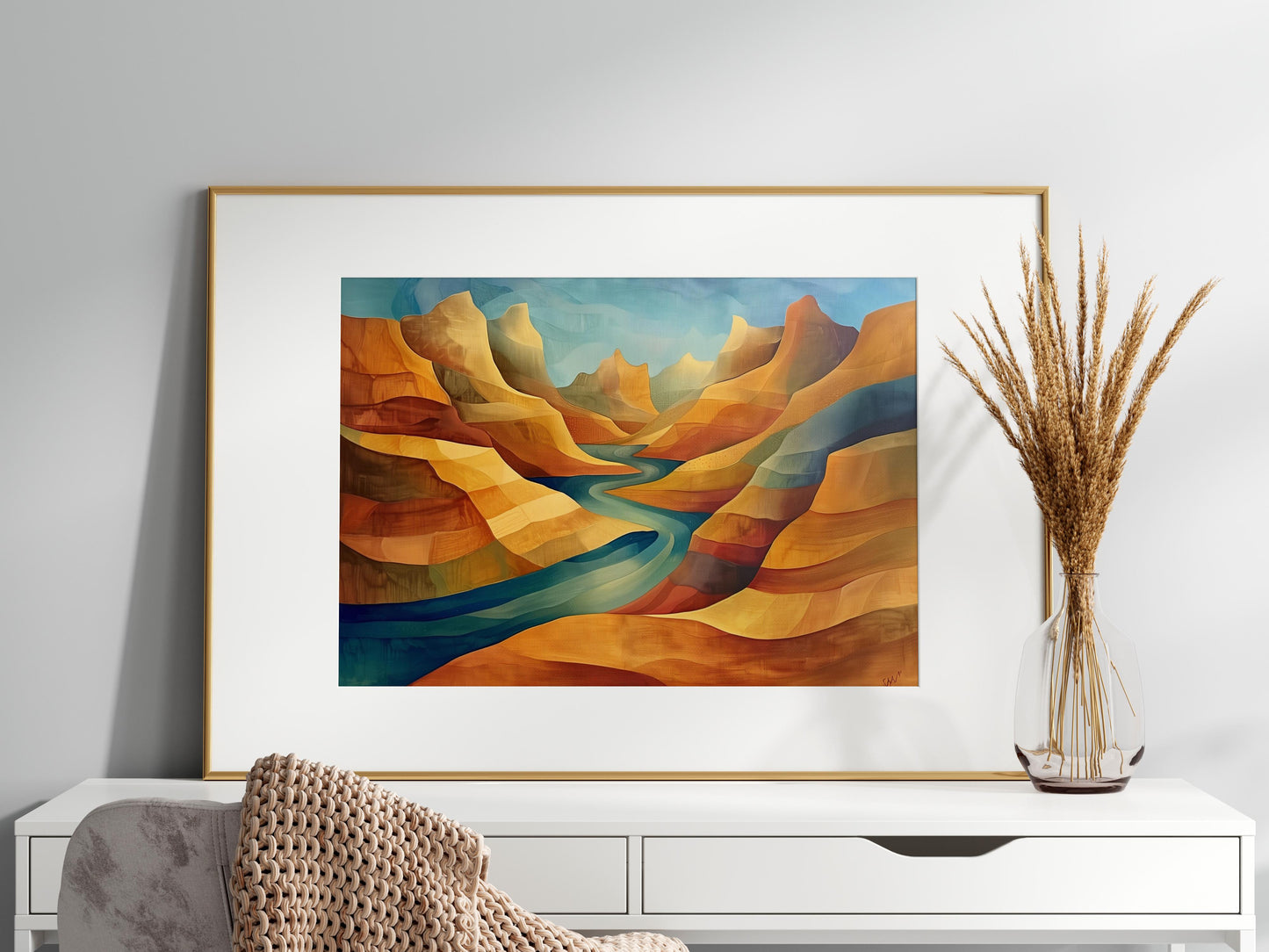 Whisper of the Gorge - Eloise Belmonte- river, modern expressionism, abstract art, calm, wall decoration