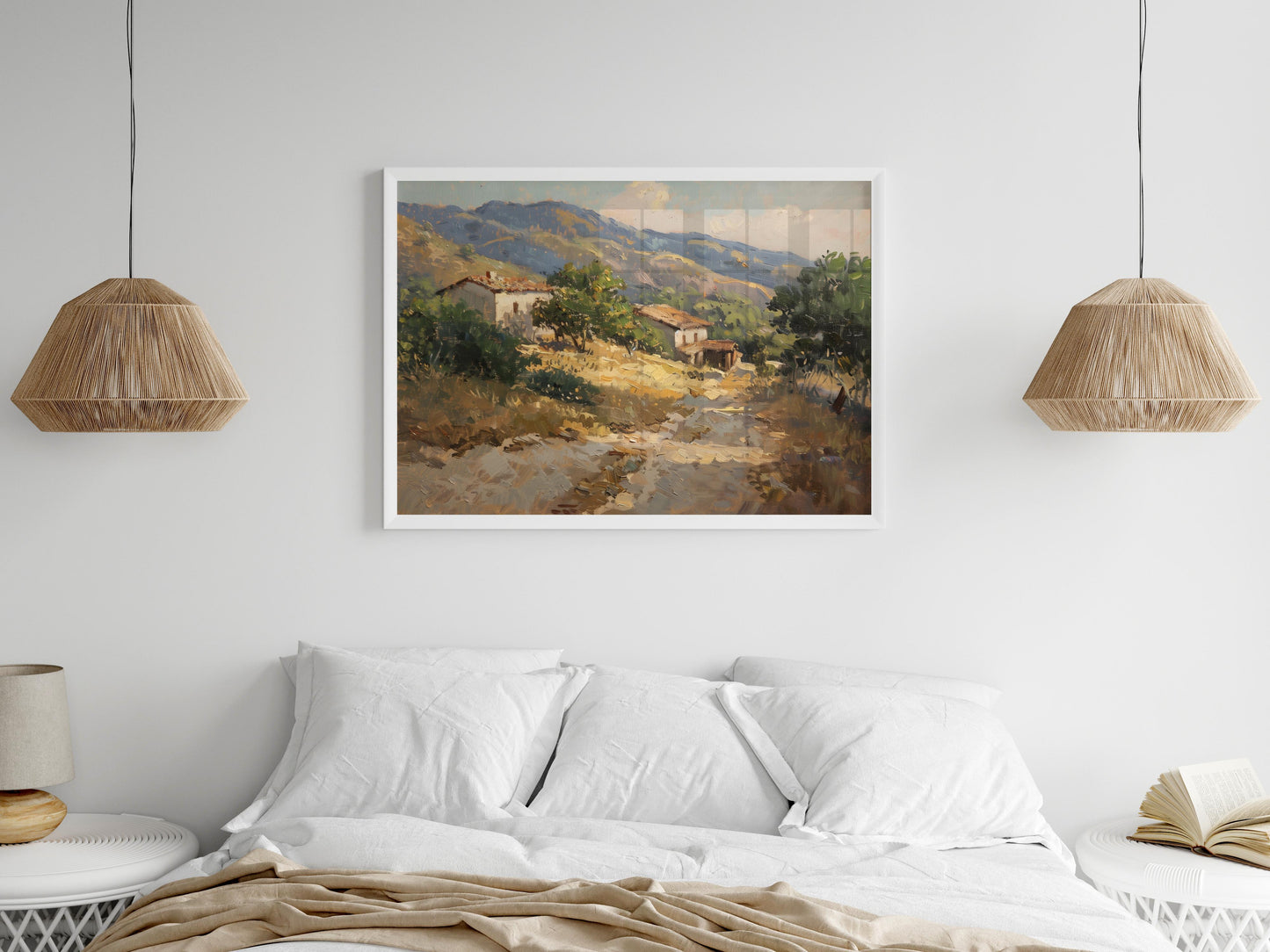 Silent Warmth of Mexico's Hills- Impressionism, Farmhouse, Modernism, Mexican art, Hill landscape