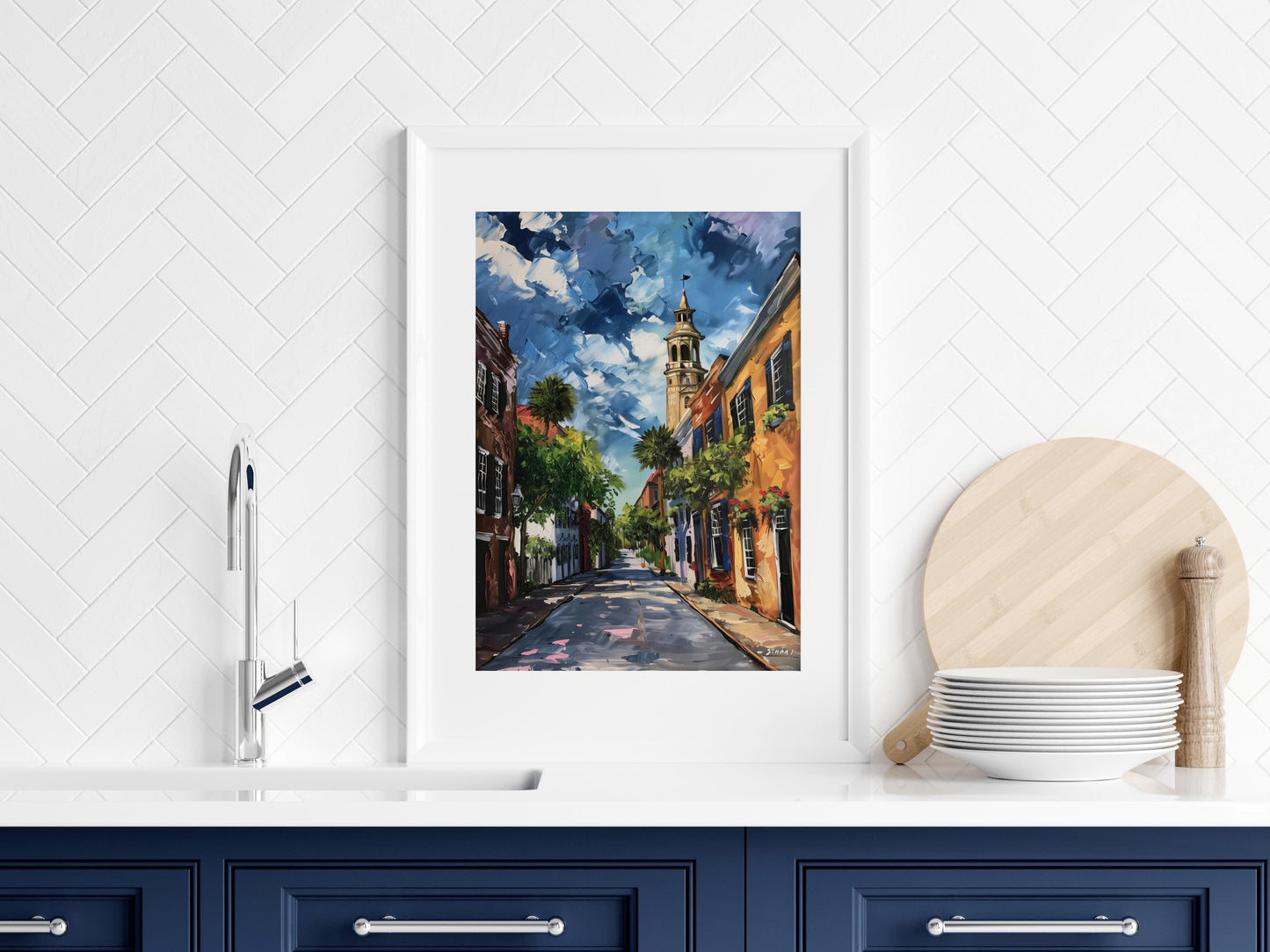 Charleston Charm - An Impressionistic City Portrait by Isabella Conti- Artistic Legacy, Painting, Impressionism, Natural Light, Blue Sky