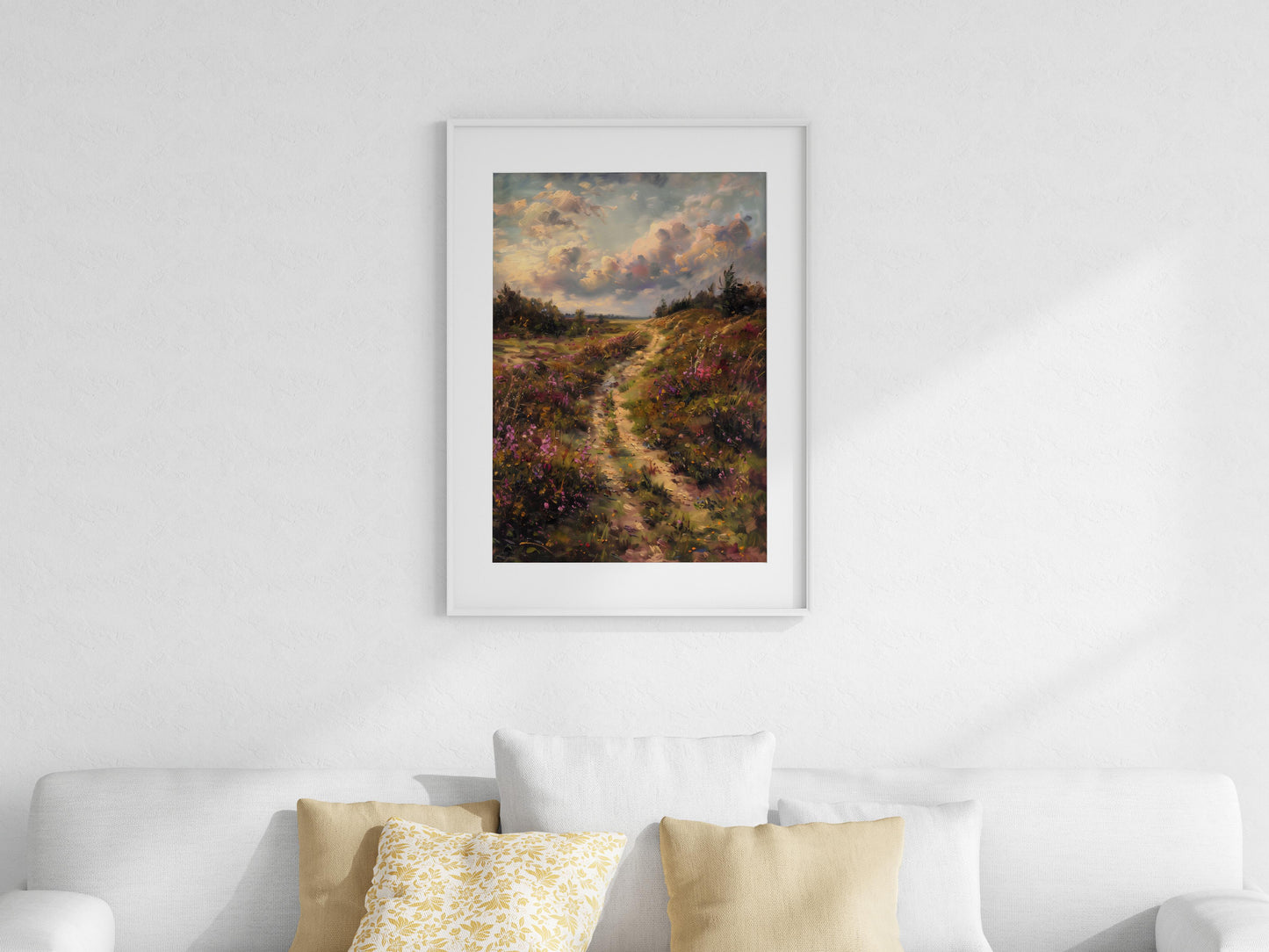 Summer Stroll Through the Heathland- nature, brushstroke, art collection, flowers, traditional