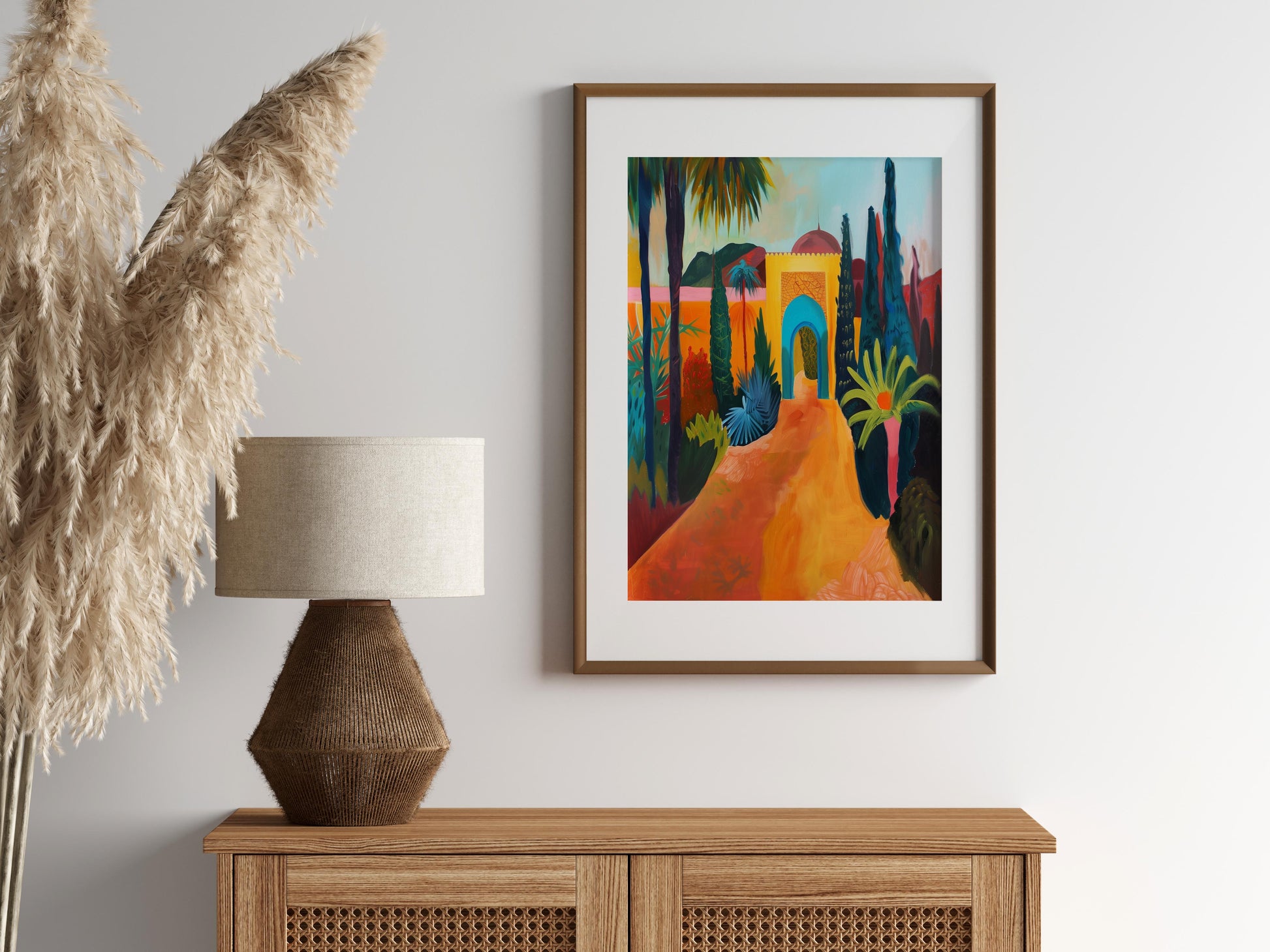 Oasis of Serenity: Moroccan Garden by Leila Abeni- Geometric Abstraction, North Africa, Art print, Garden Art, Morocco