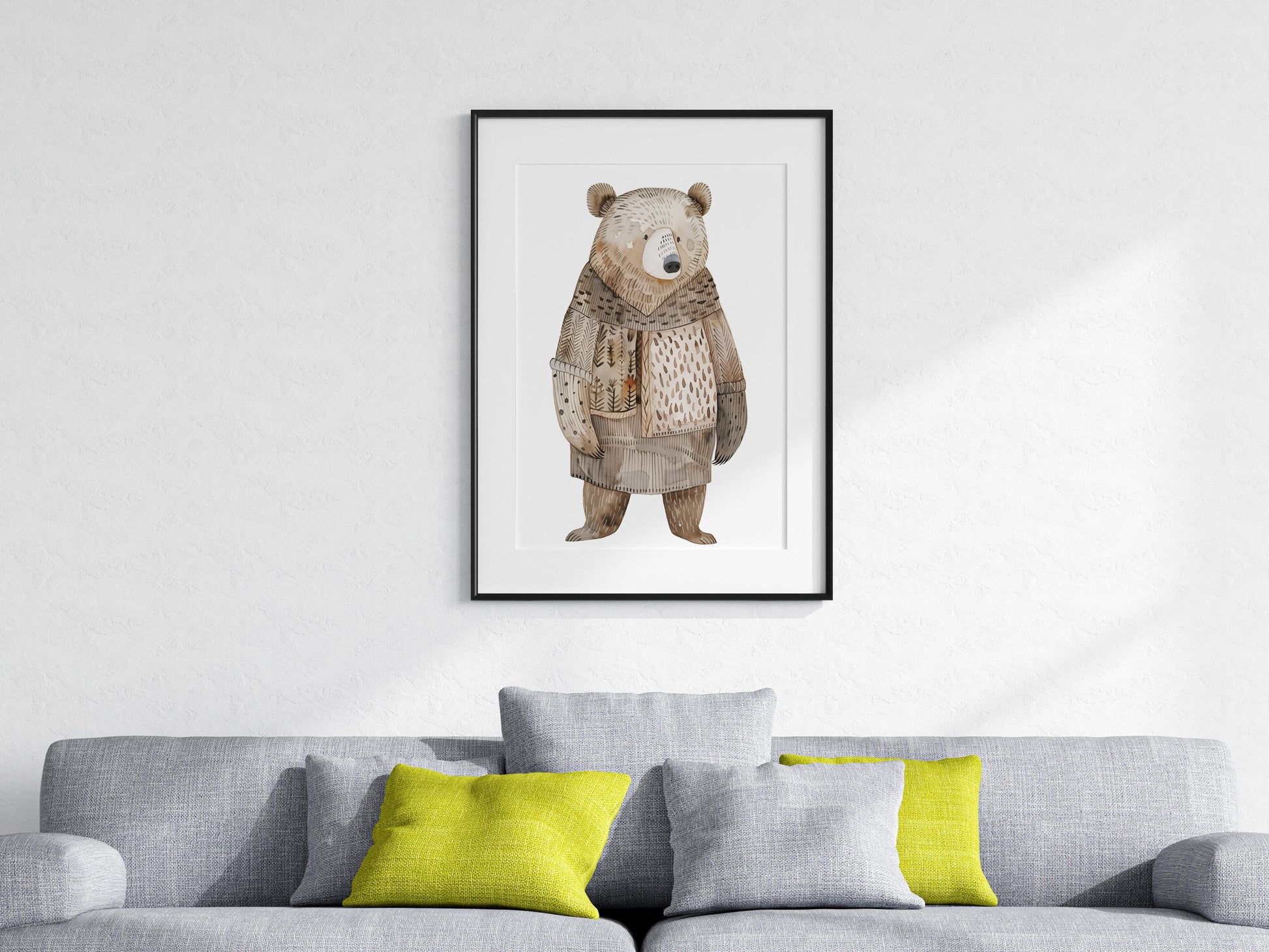 The Guardian of the North- Nordic mythology, Watercolor art, Harmonious colors, Bear illustration, Norwegian folklore