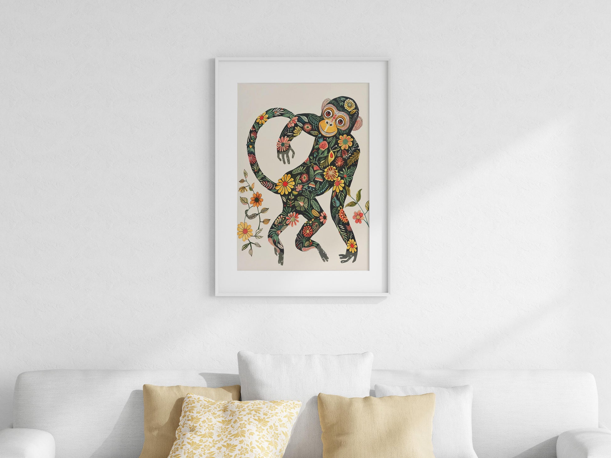 Dance of the Jungle: Playful Symphony- home decor, craftsmanship, nostalgic illustration, monkey, playful animal characters