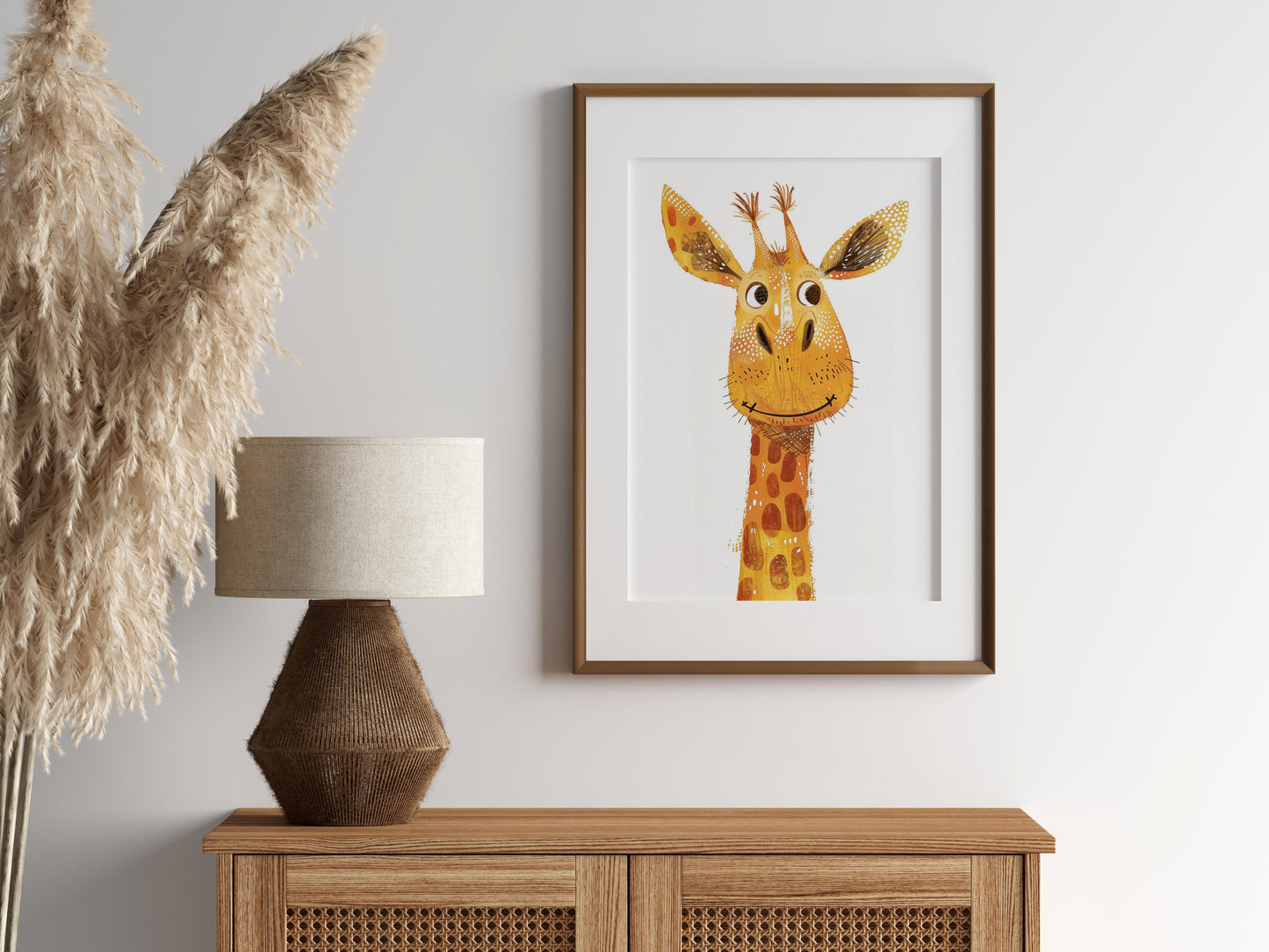 Playful Elegance- Animal Character, Contemporary Art, Wall Decoration, Giraffe Illustration, Colorful Interior