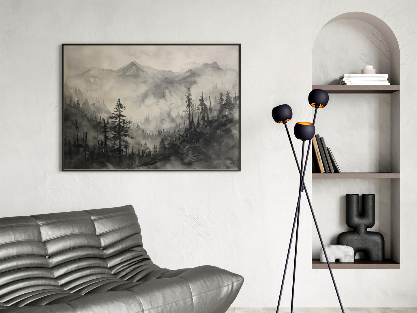 Nebelschleier uber dem Bergwald- Decorative, Landscape art, Modern design, Inspirational, Office decoration