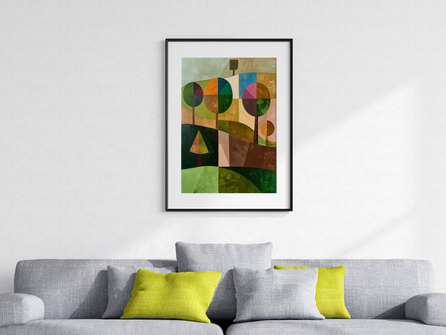 Geometric Forest: A Play of Lines and Colors- Surreal Landscape, Cubist Legacy, Color Harmony, Abstract Art, Modern