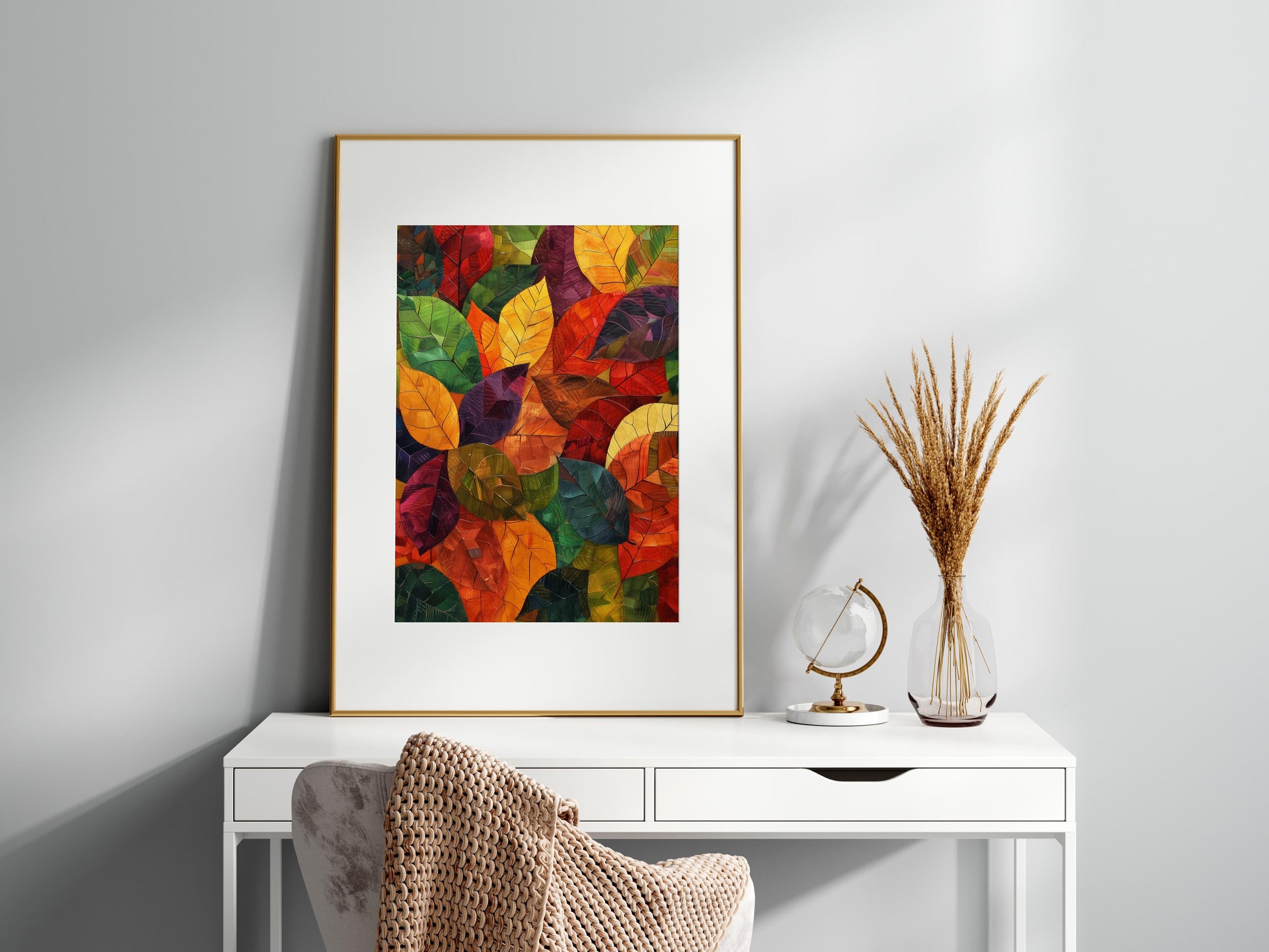 Autumn Attire Life Mosaic- gallery quality, seasonal art, wall decor, home accent, realistic representation