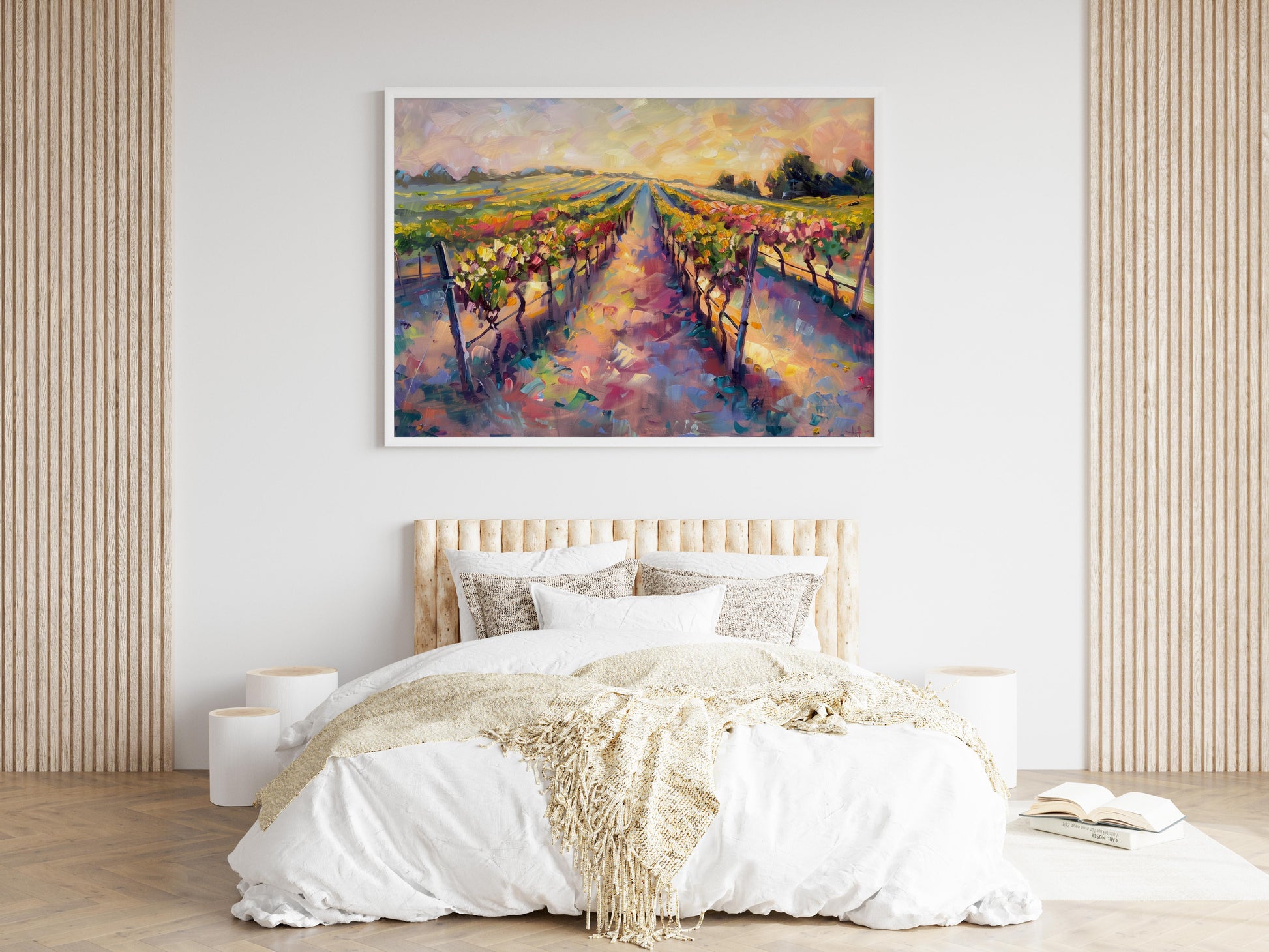 Goldene Stunde im Sommerweinberg- Vine Rows, Sunset, Art Investment, Art Collection, Golden Hour