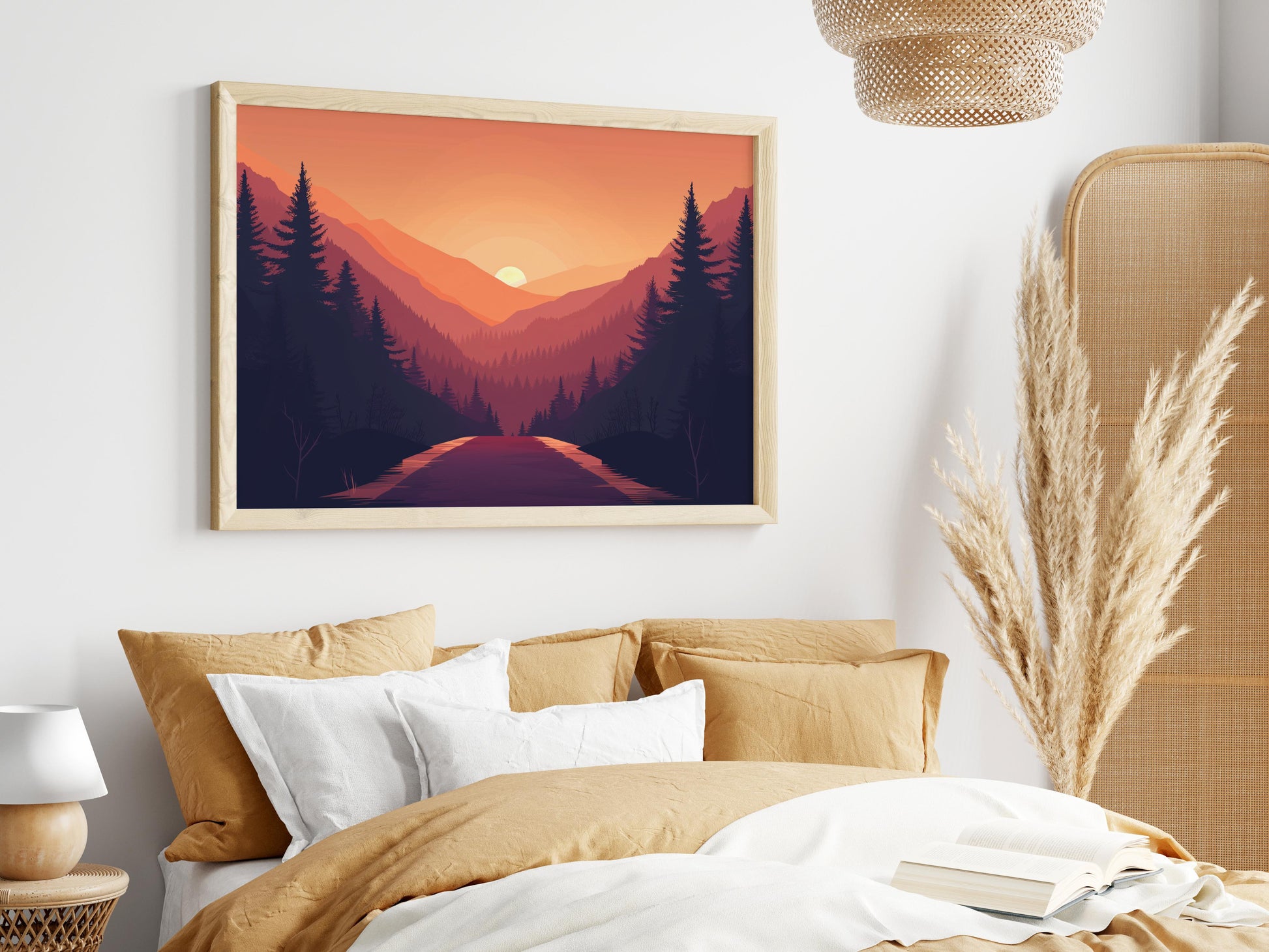 Sunset in the Mountainous Pass- bold colors, art collection, tranquility, Eldon Peak, visual calm