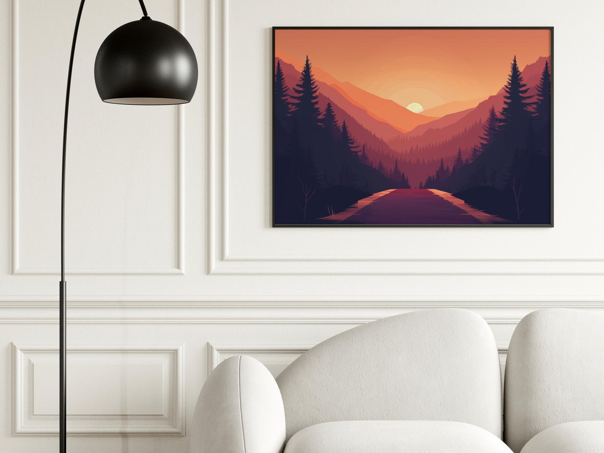 Sunset in the Mountainous Pass- calming, harmonious art, North America, mountain pass, art print