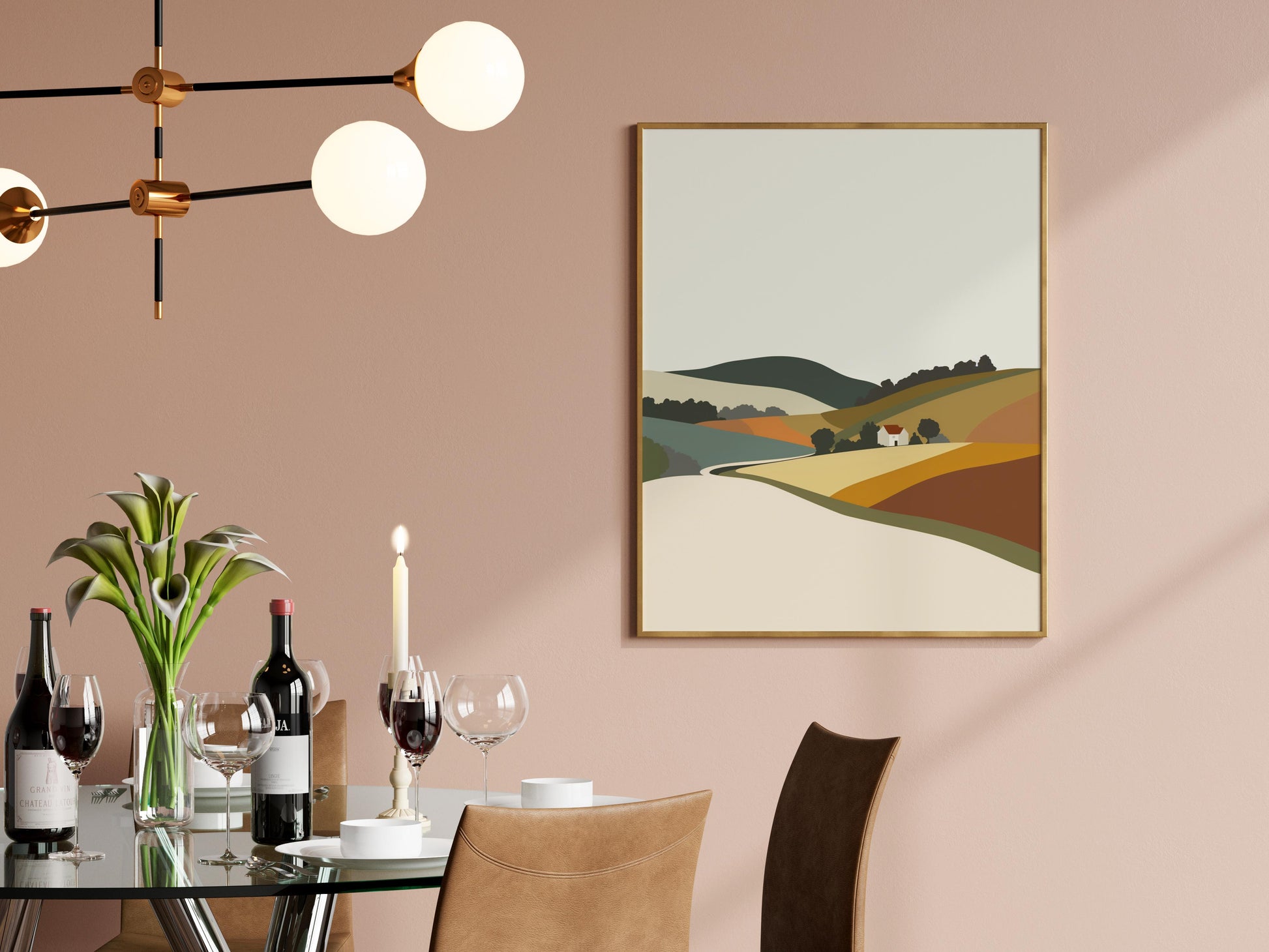 Gentle Waves of the English Countryside- Eldon Peak, earth tones, modern art, English countryside, geometric abstraction