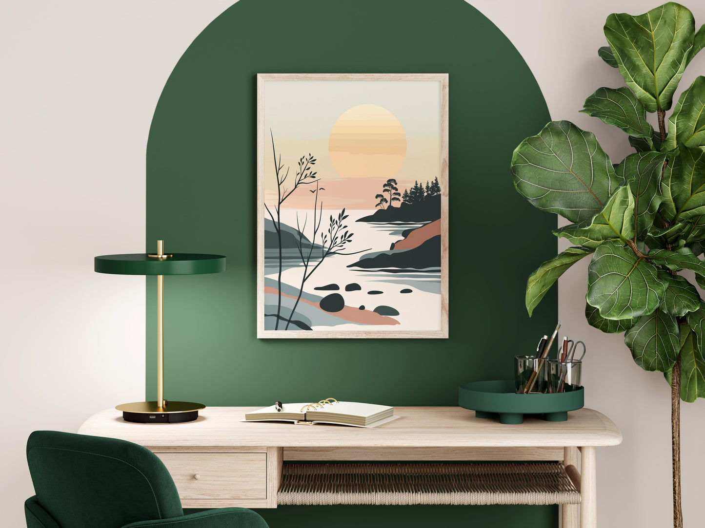 Morgendämmerung im Schwedischen Archipel- Stylized Nature, Modern Landscape, Swedish Archipelago, Quiet Coast, Abstract Art