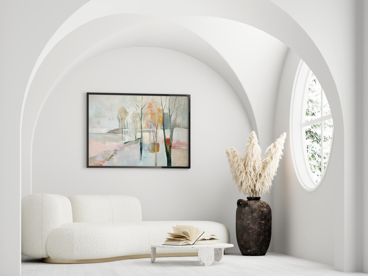 Whispering Silence- geometric shapes, reflection, pastel colors, nature, interior design