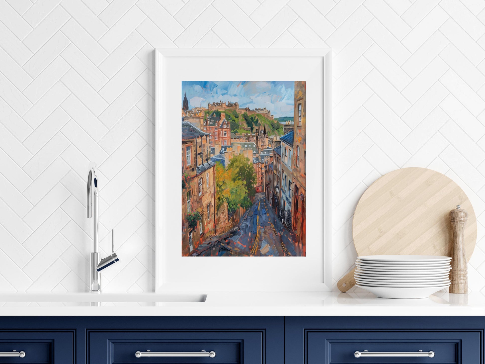 Morgendämmerung in Edinburgh- Royal Mile, Alessia Moretti, city view, impressionism, Edinburgh Castle