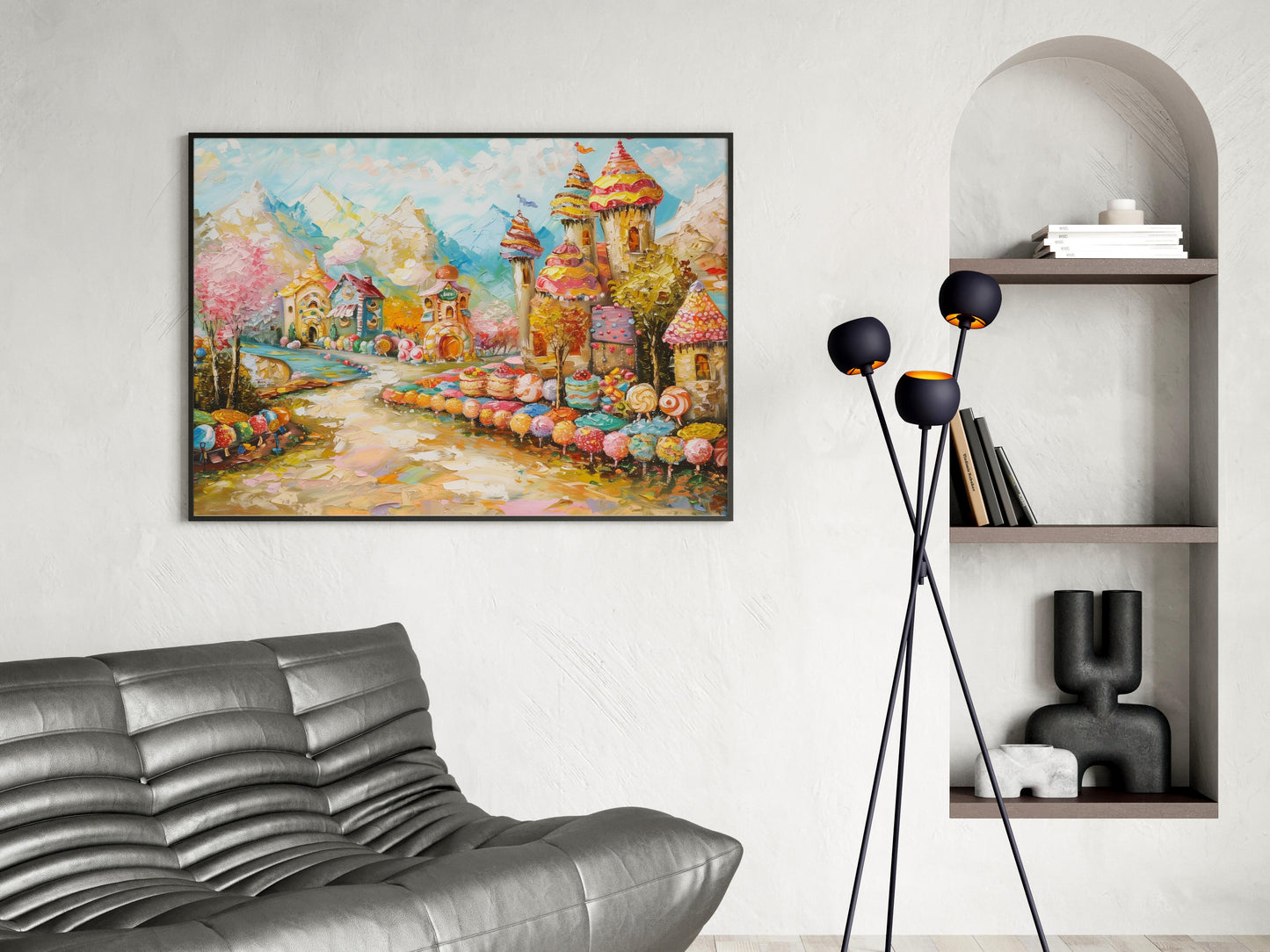 Bonbontraumlandschaft- child-friendly artwork, contemporary art, pastel colors, interior decoration, Impressionism