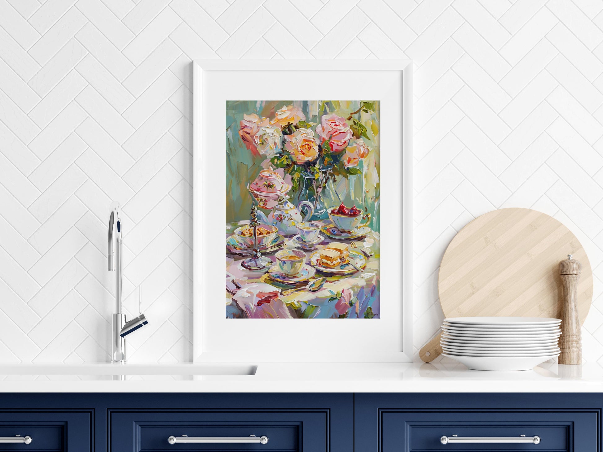 Teatime Treats von Alessia Moretti- home decor, gift idea, Italian artist, Tea ceremony, Still Life