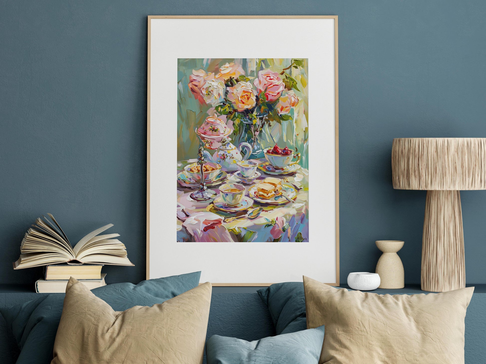 Teatime Treats von Alessia Moretti- roses, gift idea, Italian artist, wall decoration, Texture