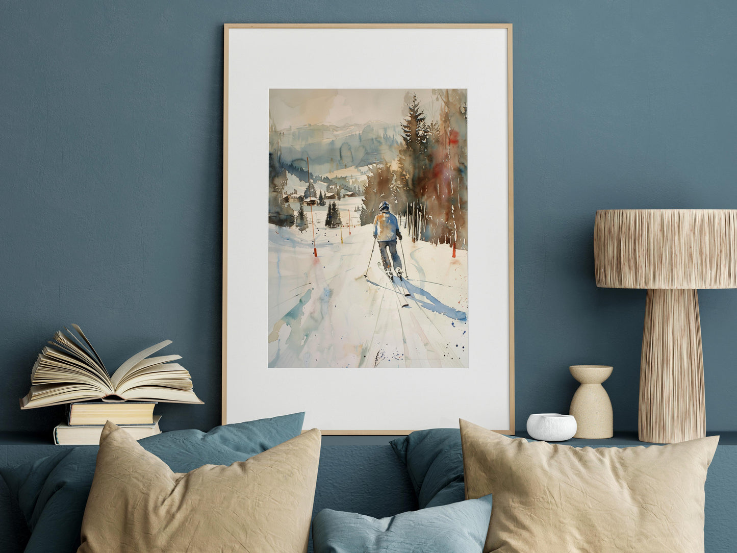 Wintersport in Kitzbühel- winter, unique, Japanese art, watercolors, relaxation