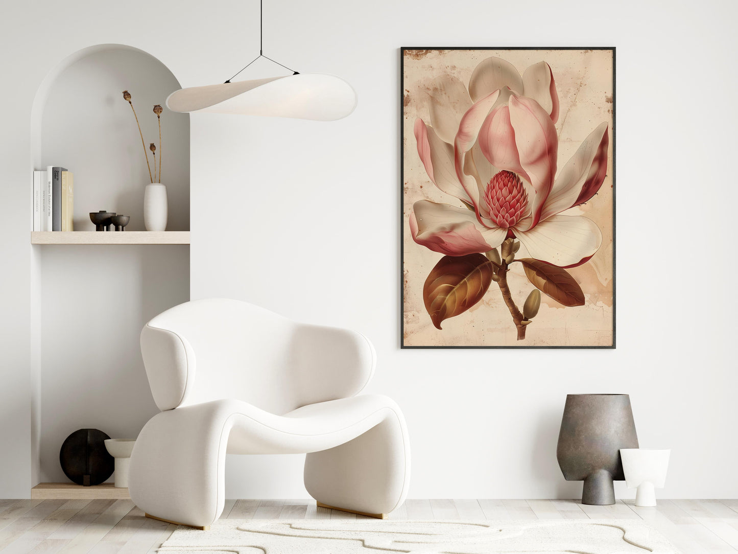 Würdevolle Schönheit: Die Magnolienblüte- Blumendarstellung, Natur, Schönheit, Vintage Illustration, Magnolie