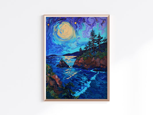 Nocturnal Symphony of the Northwest Coast- wall decoration, Emery Wharton, Post-Impressionism, force of nature, expressive colors