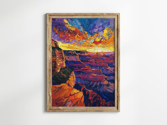 Sunset in the Grand Canyon - A Masterpiece by Emery C. Wharton- Post-Impressionism, Wall Decoration, Art Collectors, Expressive Colors, Landscape Painting