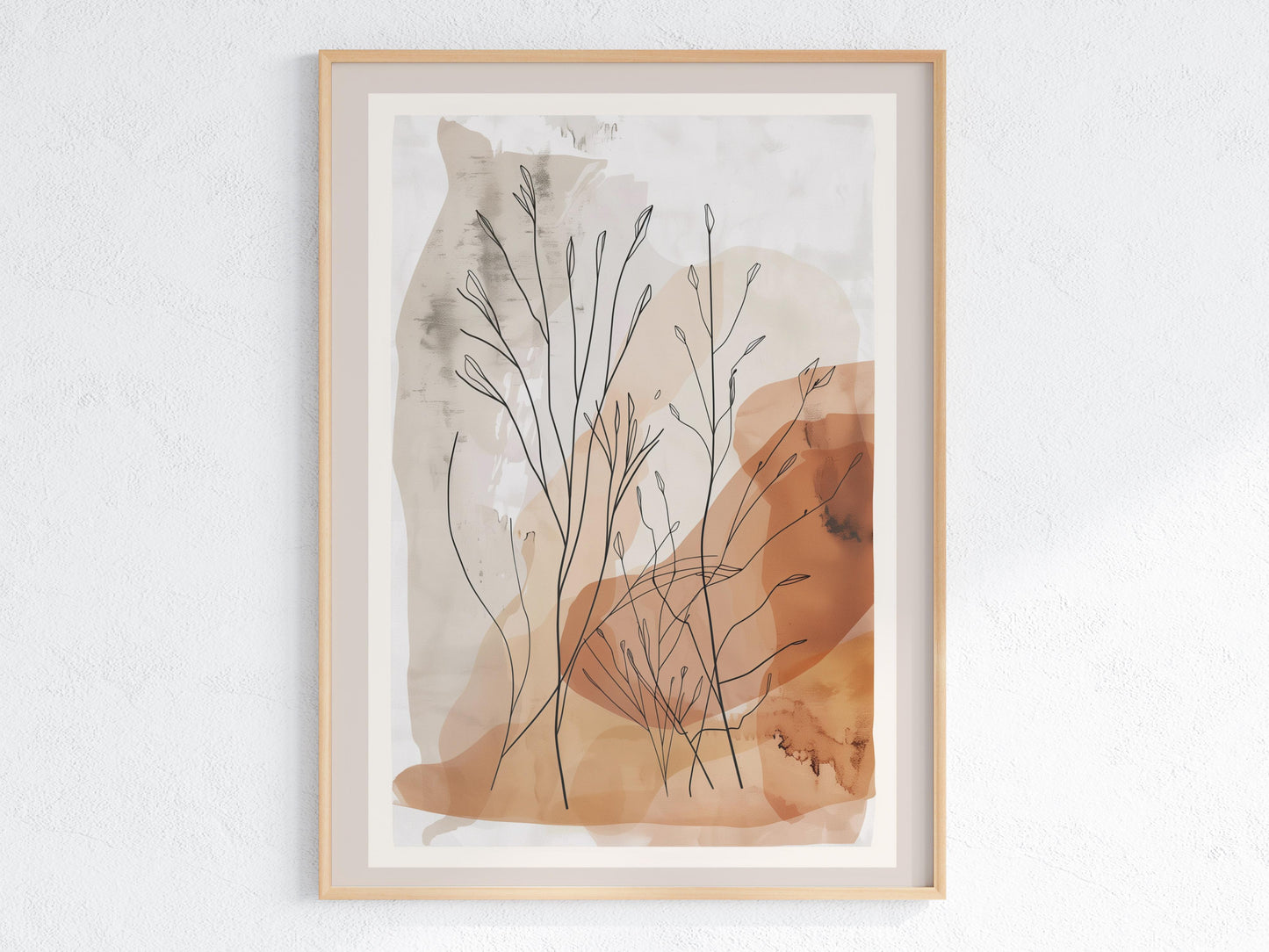 Silent Elegance of the Forest- modern decor, botanical motif, stylish wall decoration, abstract nature, Italian artist