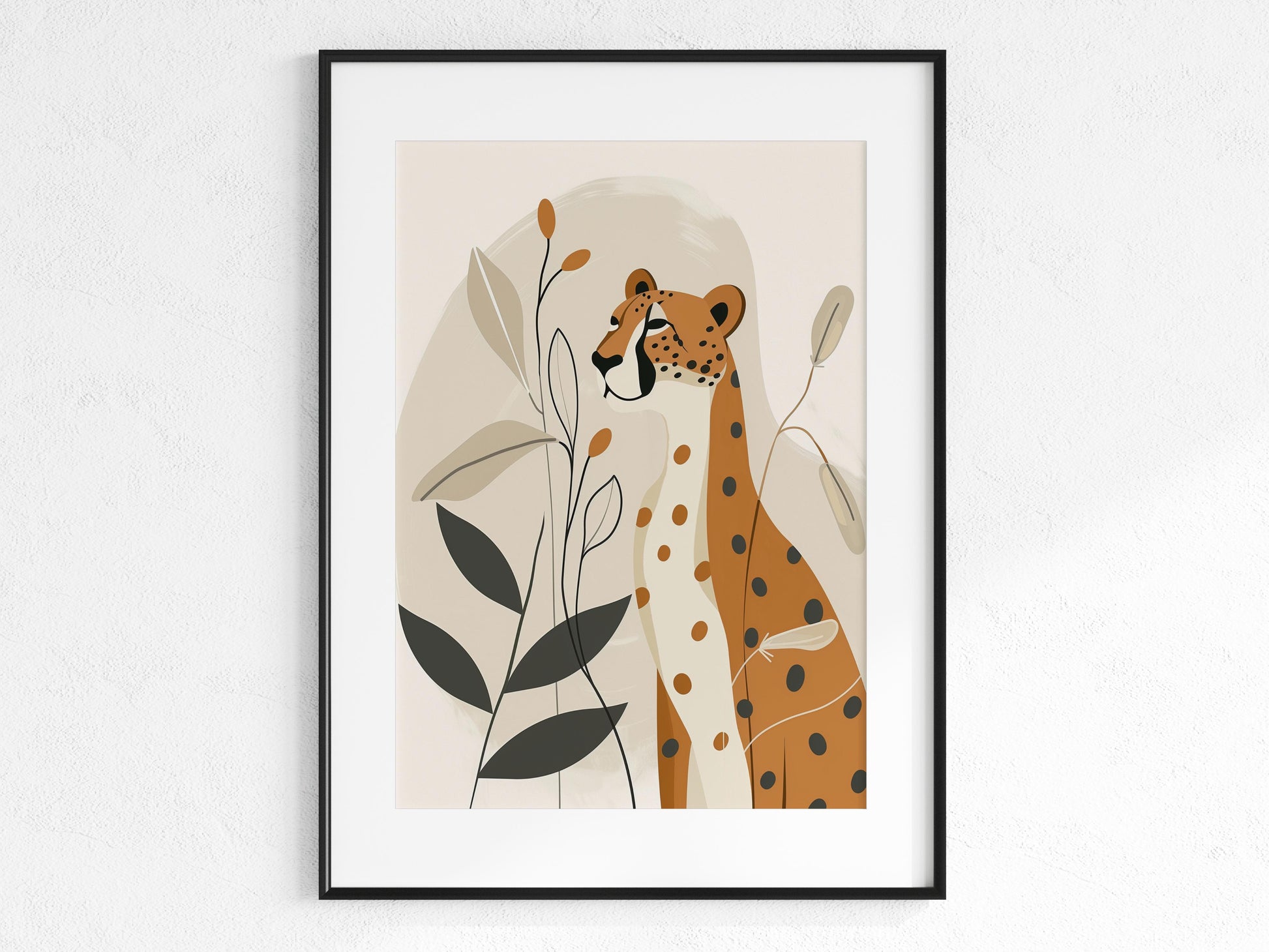 Gentle Elegance of the Cheetah- Minimalism, Inner Stillness, Meditative Quality, Contemporary Art, Geometry