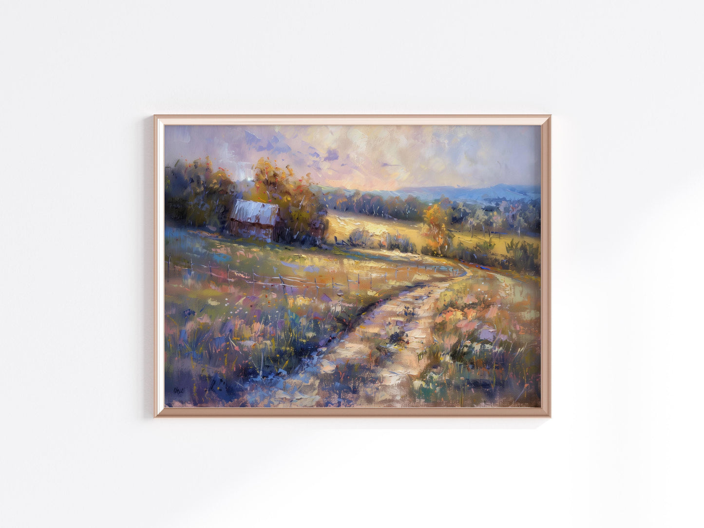 Rural Impressions in the Morning- Nature, Dawn, Impressionism, Art Print, Eliana Costa