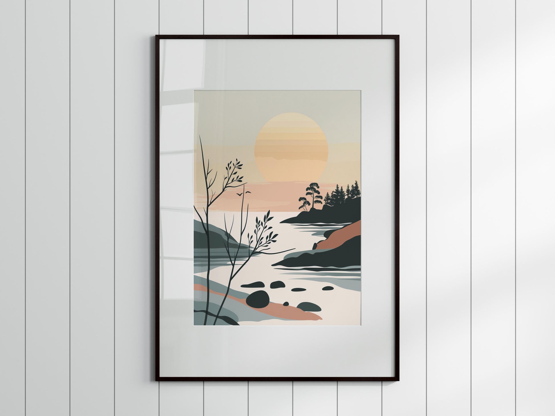 Morgendämmerung im Schwedischen Archipel- Modern Landscape, sunrise, Swedish Archipelago, Stylized Nature, Quiet Coast