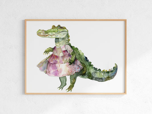 Dance of the Enchanting Crocodile- Folk Art, Eliana Solberg, Nordic, Folklore, Crocodile