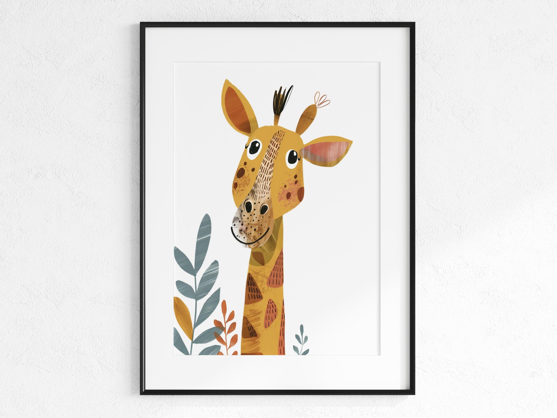 Playful Curiosity - A Giraffe Illustration by Olena Kucherova- giraffe, animal character, art print, Ukraine, colorful